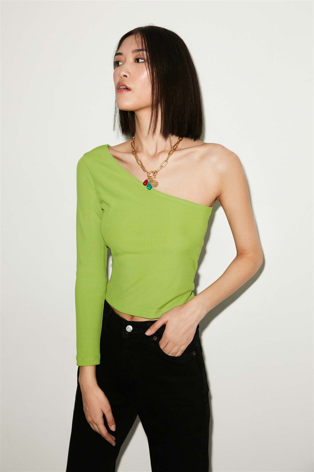 BLOOM Örme Slim Fit Yeşil  Bluz