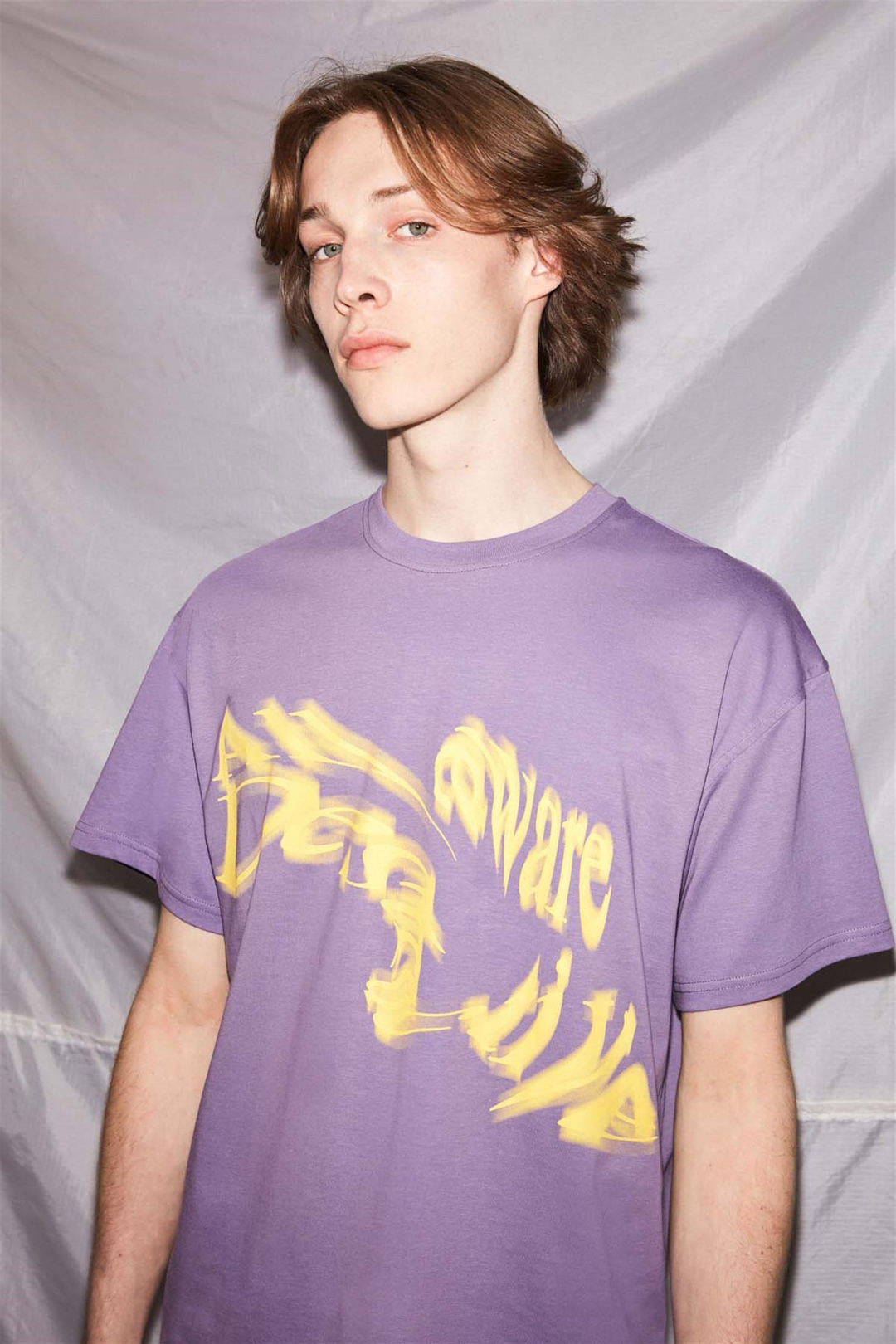 BLURRED Örme Oversize Mor  T-Shirt