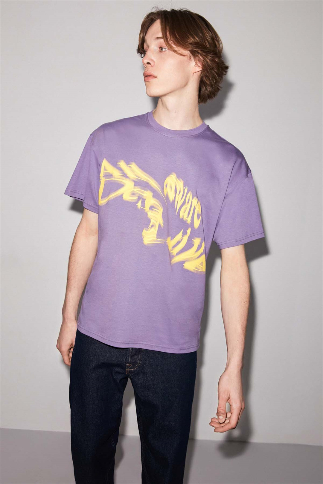 BLURRED Örme Oversize Mor  T-Shirt