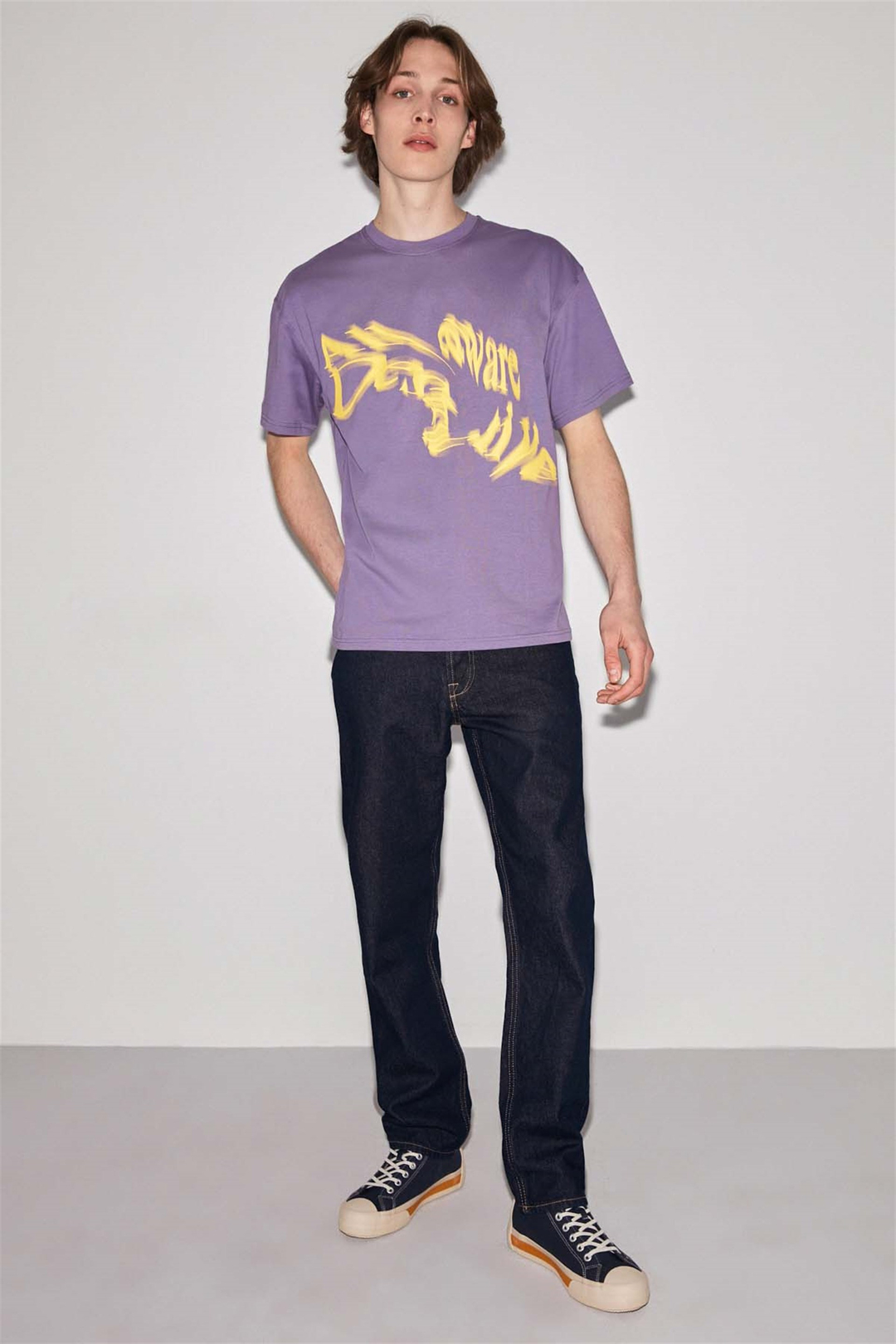 BLURRED Örme Oversize Mor  T-Shirt