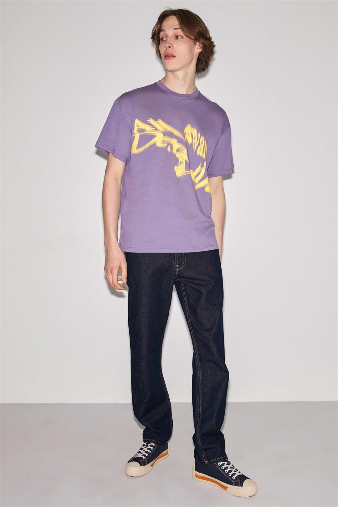 BLURRED Örme Oversize Mor  T-Shirt