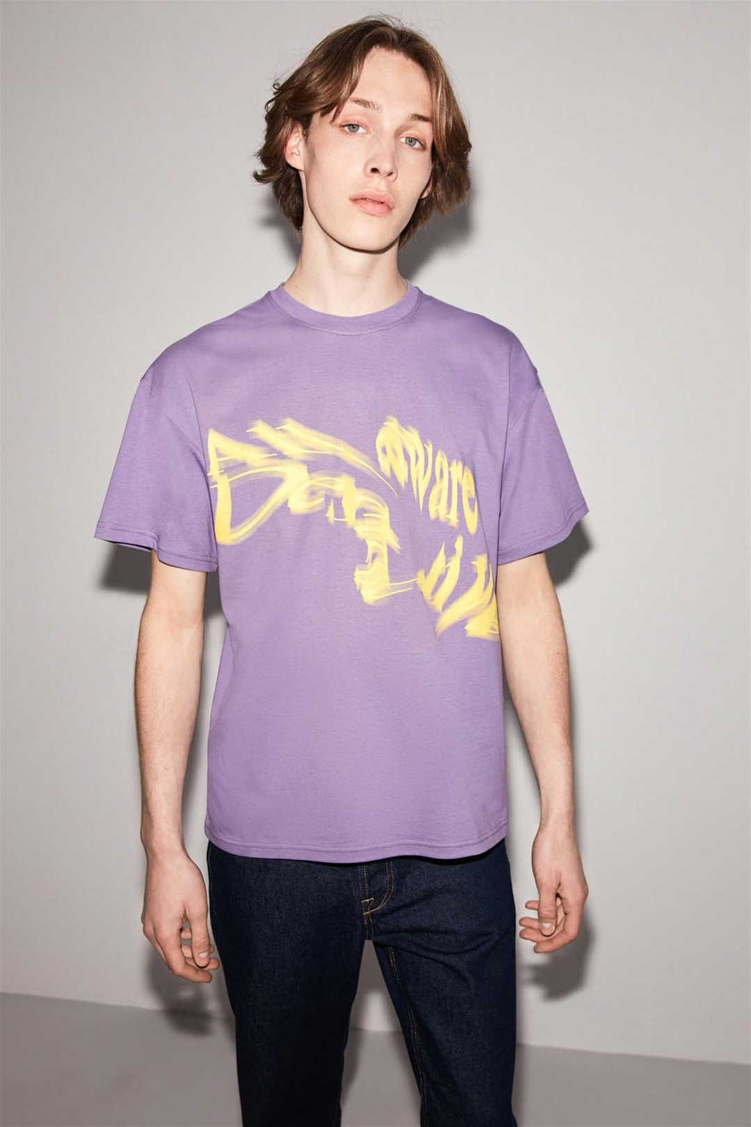 BLURRED Örme Oversize Mor  T-Shirt