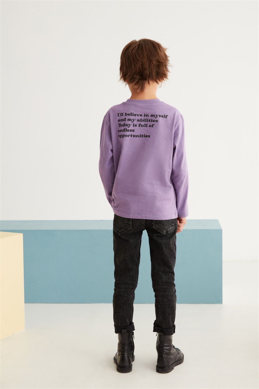 BOBBY Çocuk Mor Baskılı Yuvarlak Yaka Comfort Fit T-Shirt