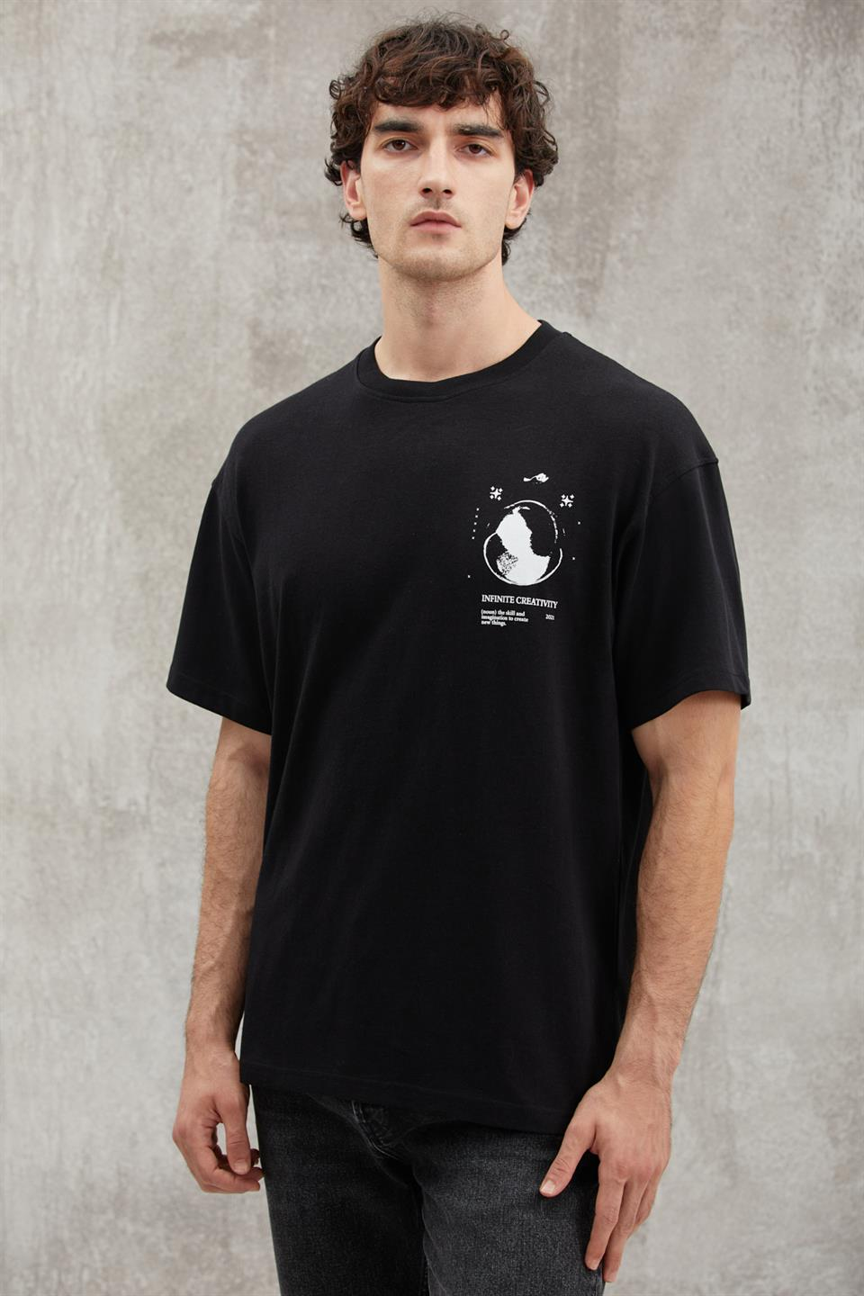 BOWEN  Relaxed Siyah Tekli T-Shirt