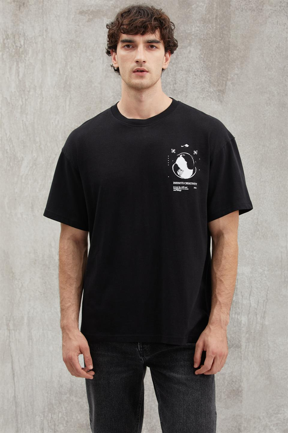 BOWEN  Relaxed Siyah Tekli T-Shirt