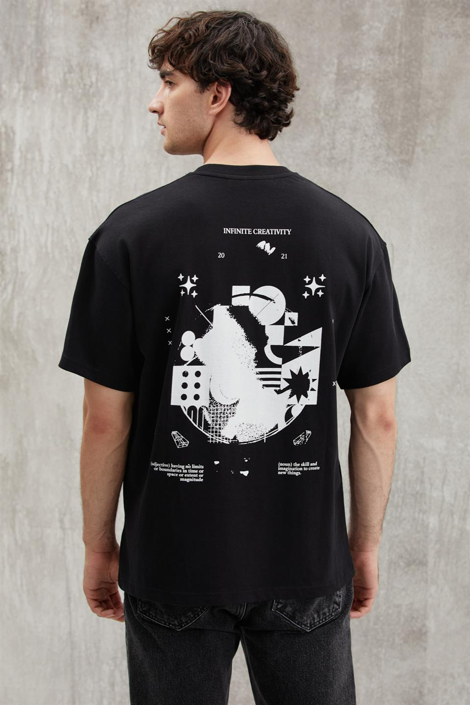 BOWEN  Relaxed Siyah Tekli T-Shirt