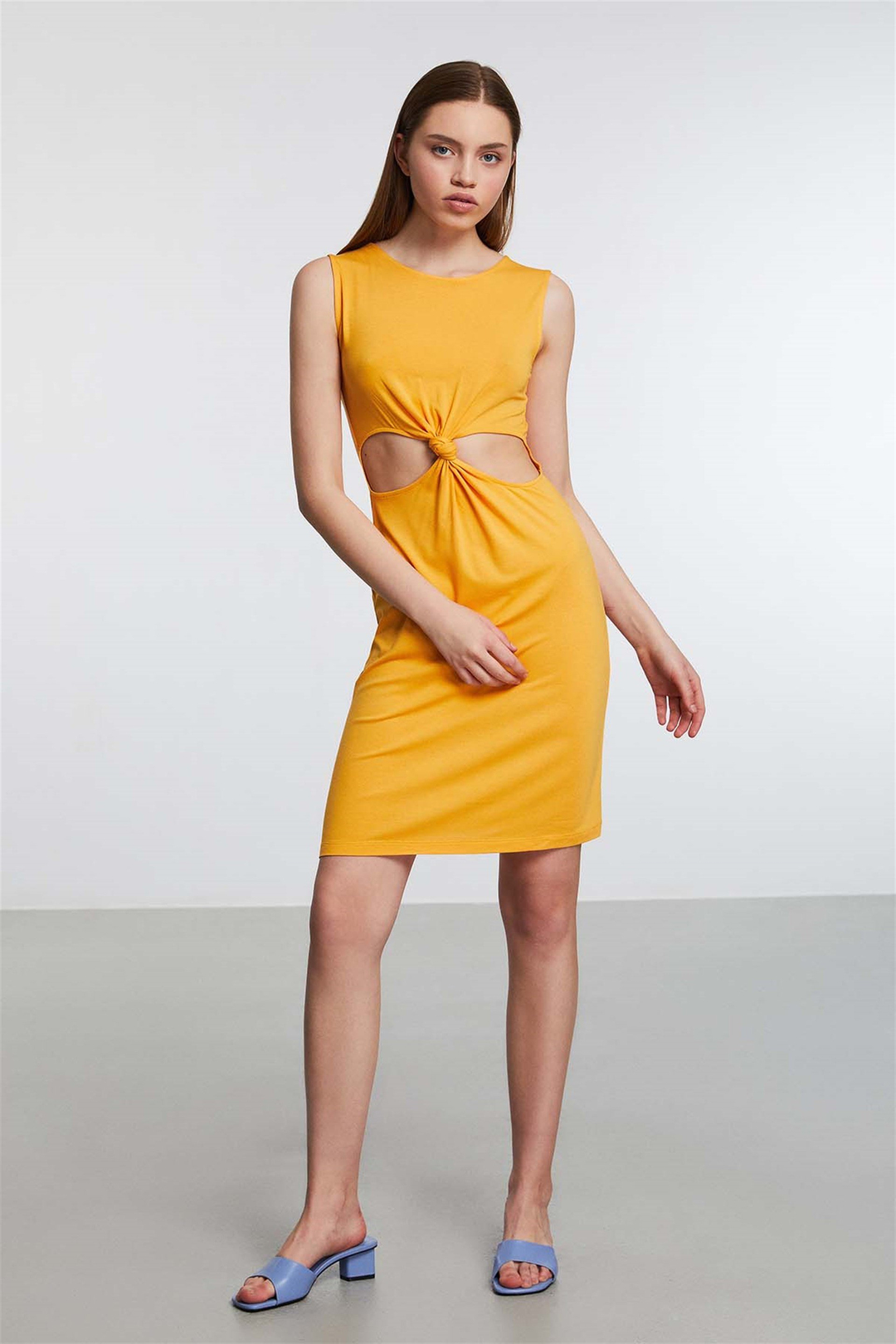 BRAZIL Örme Bodycon Safran Sarı  Elbise
