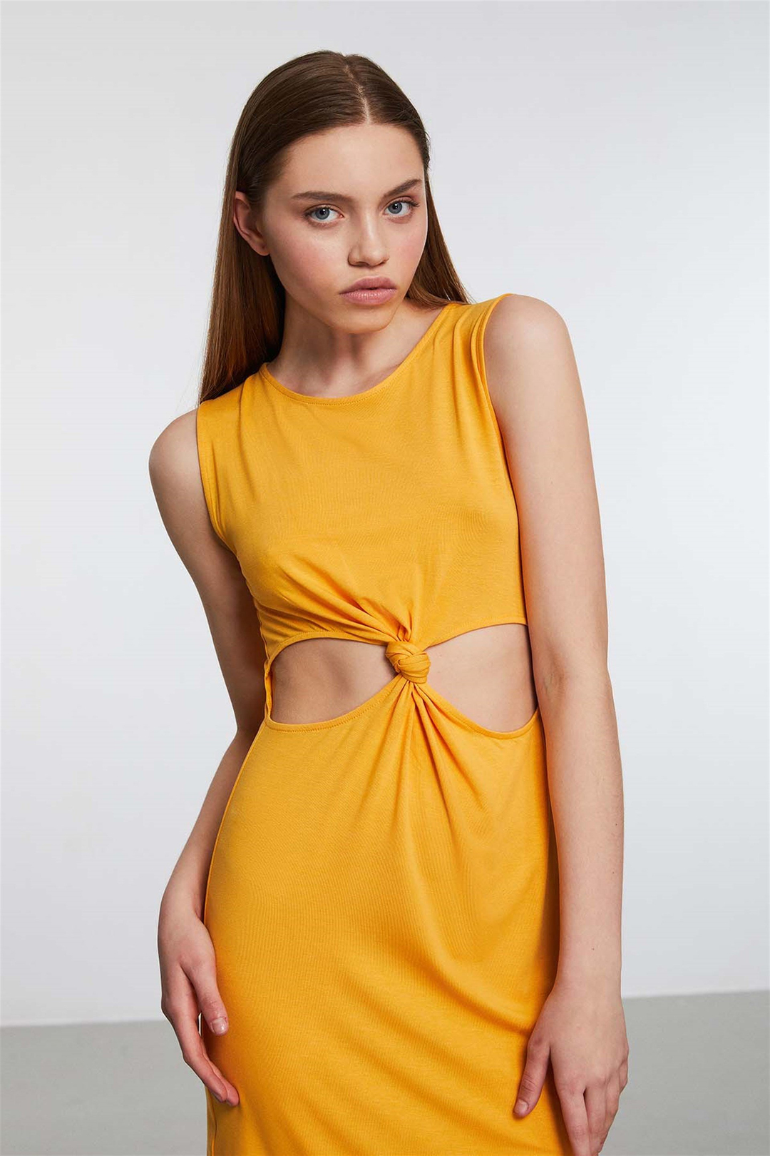 BRAZIL Örme Bodycon Safran Sarı  Elbise