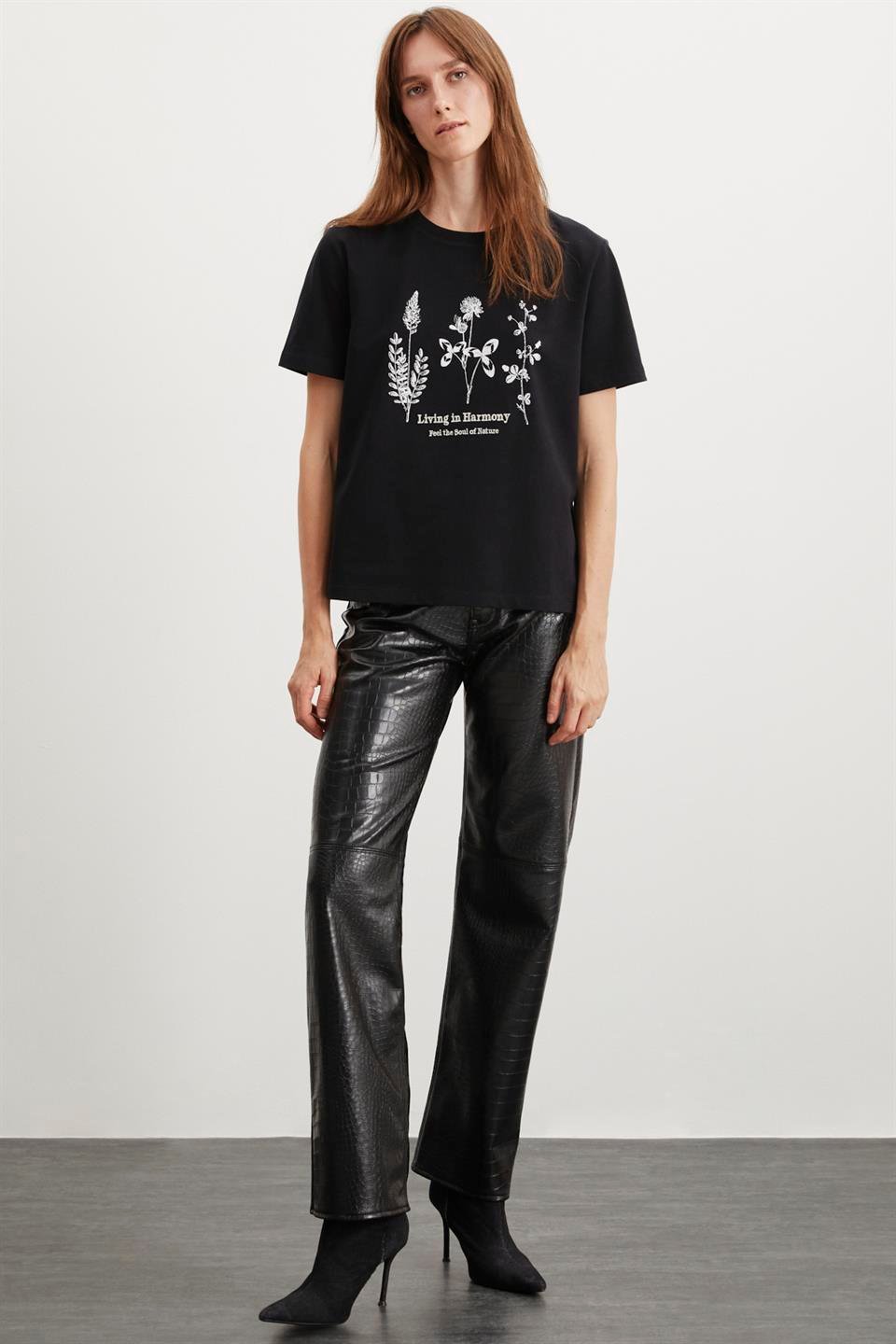 BRIANN  Regular Siyah Tekli T-Shirt