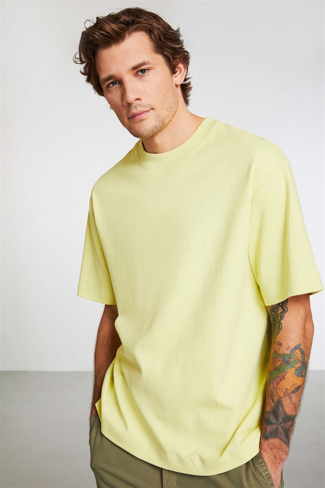 BRILLIANT Örme Oversize Sarı  T-Shirt
