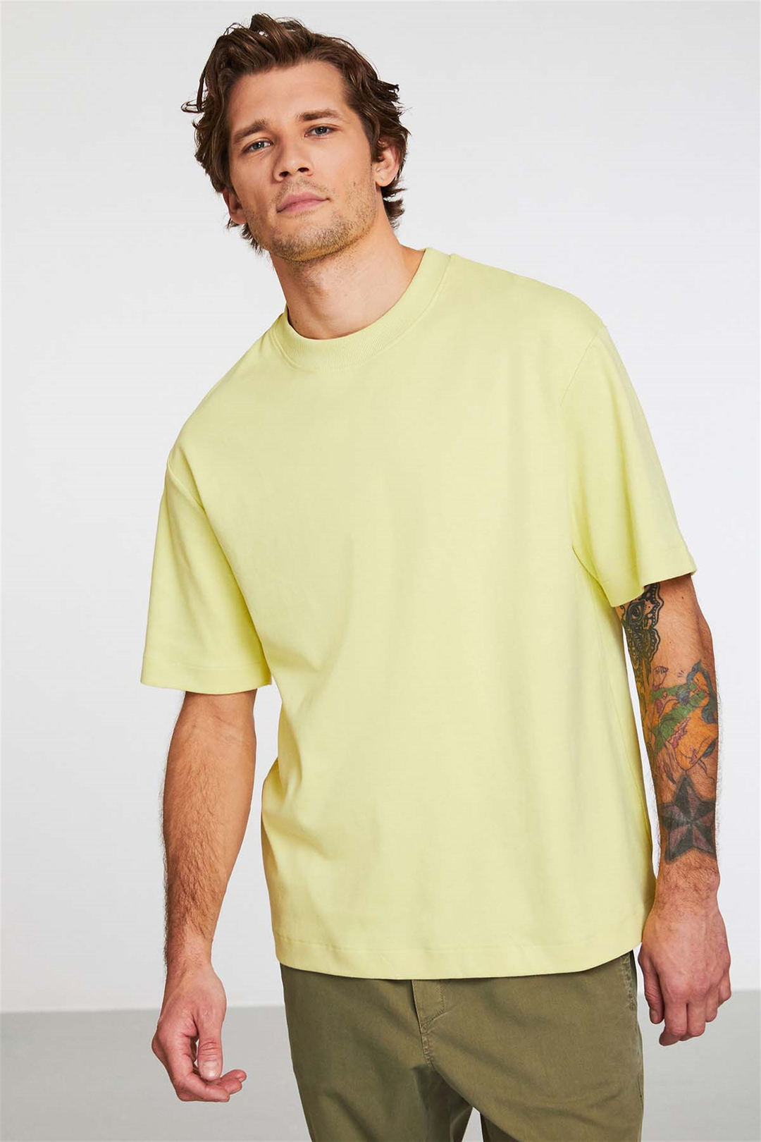 BRILLIANT Örme Oversize Sarı  T-Shirt