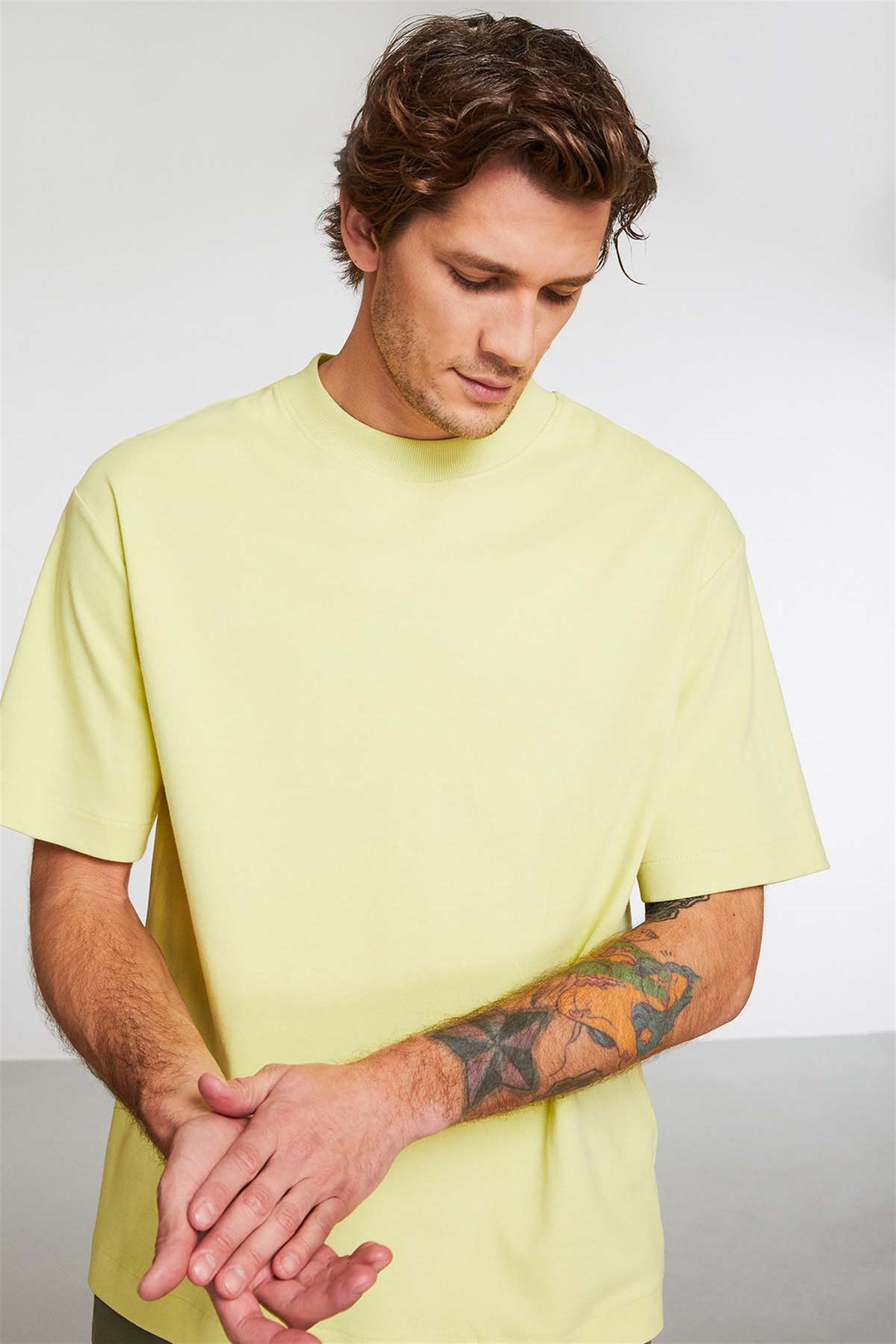BRILLIANT Örme Oversize Sarı  T-Shirt