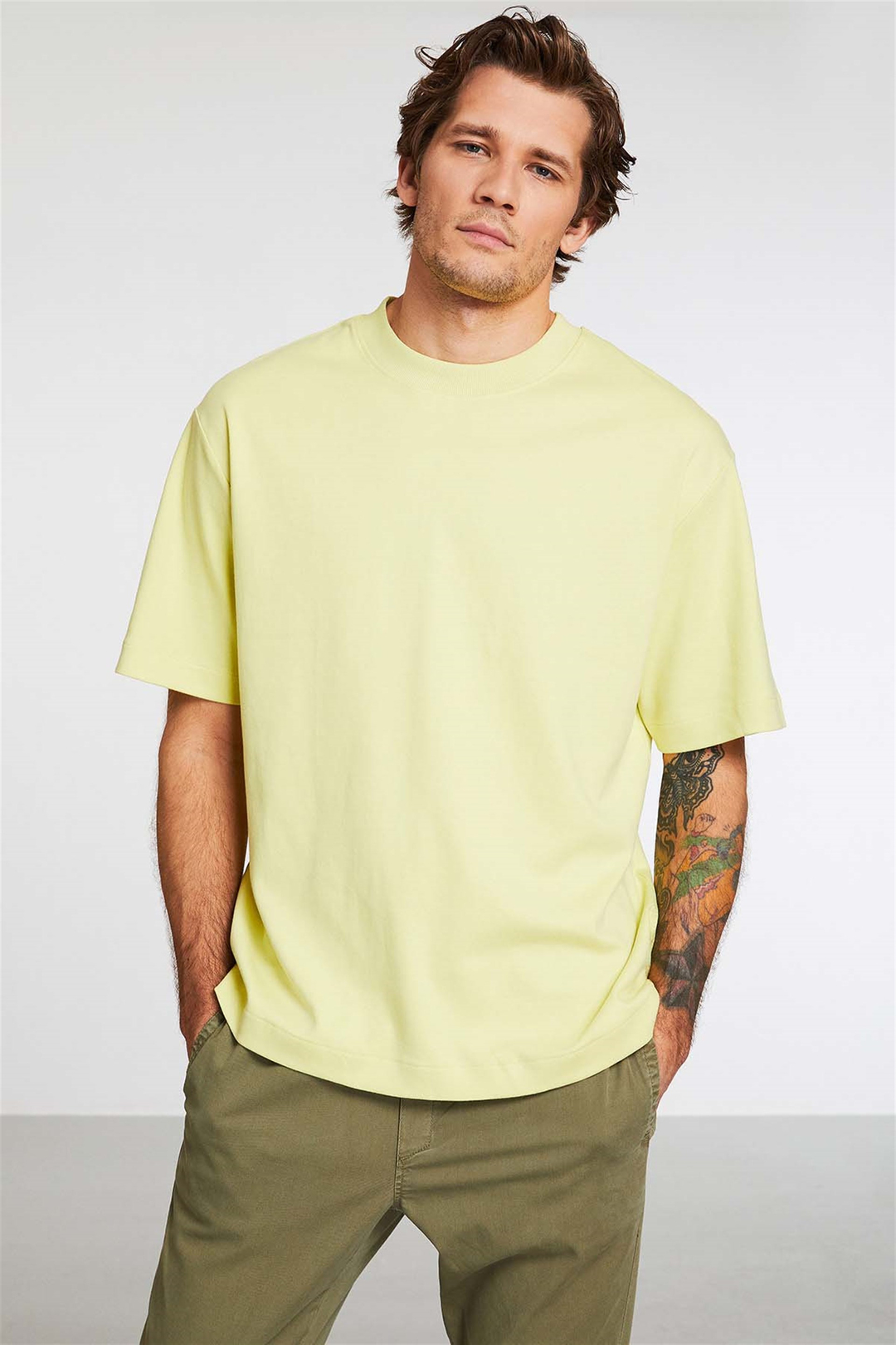 BRILLIANT Örme Oversize Sarı  T-Shirt