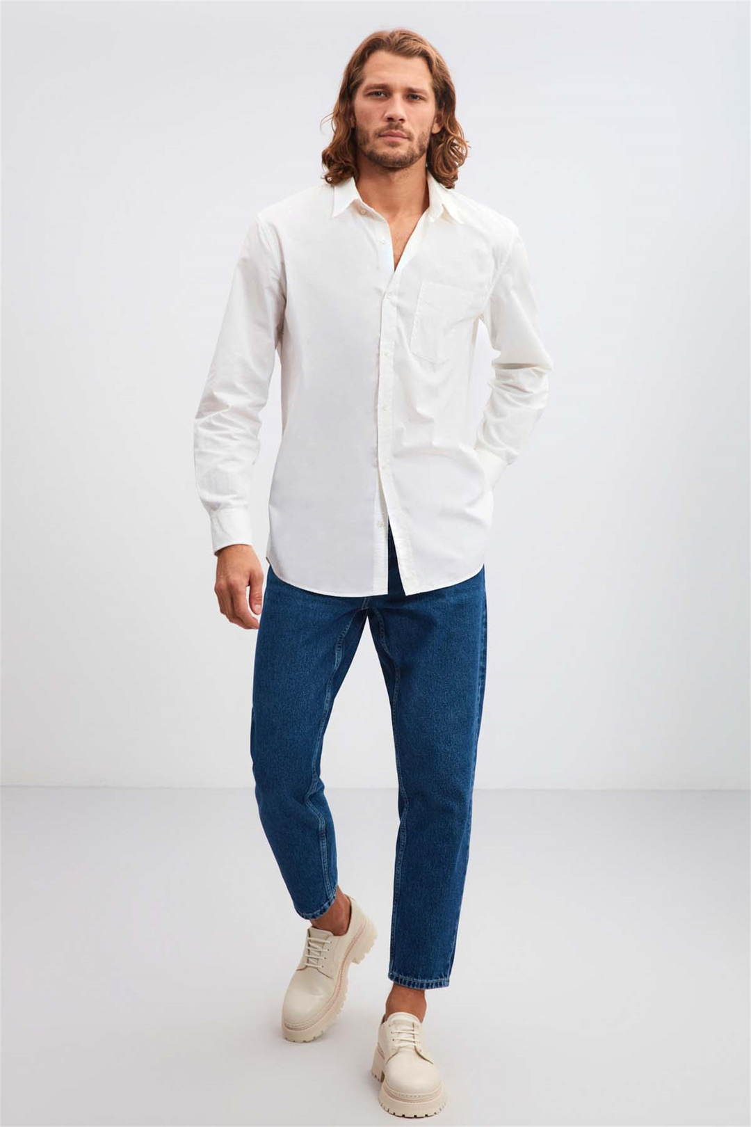 BRİTT Poplin Regular Fit Beyaz  Gömlek