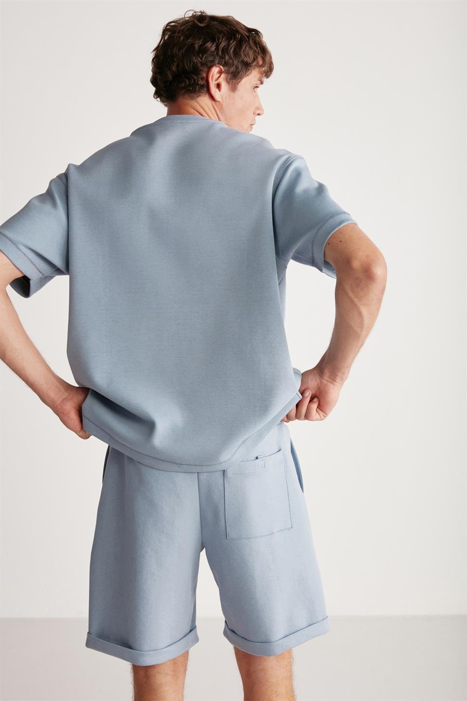 BRUCE İnterlok Oversize Mavi Tekli Alt-Üst Takım
