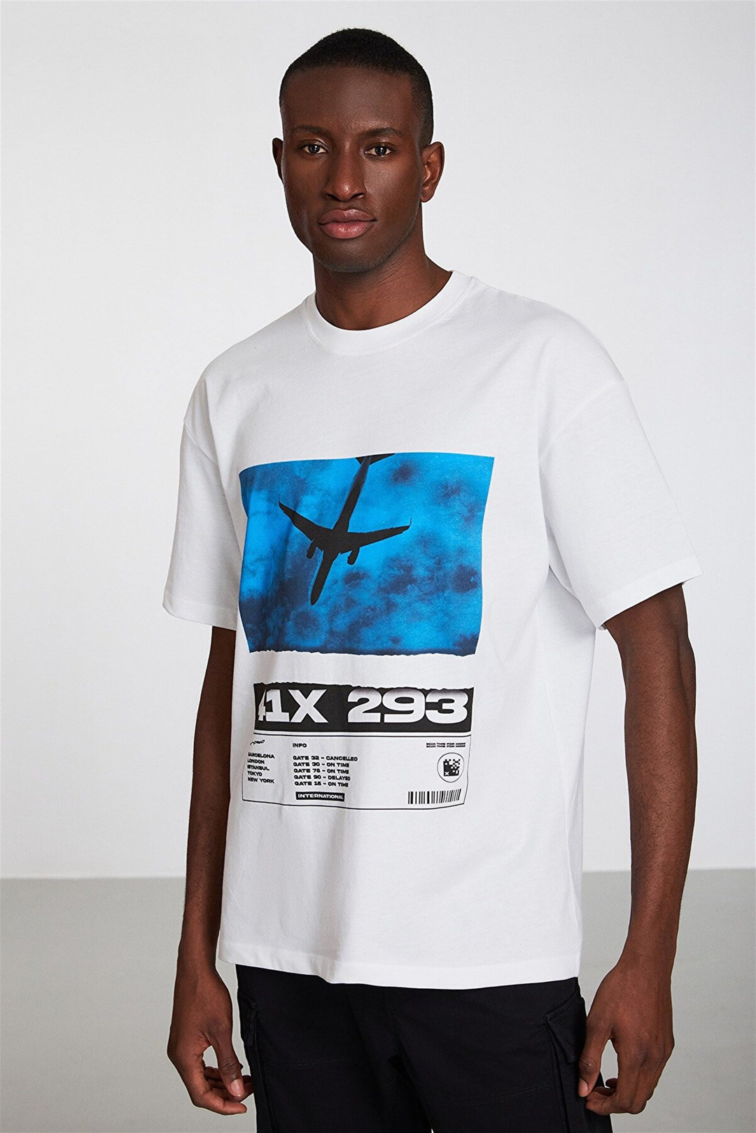 BRYANT Erkek Mavi Baskılı Yuvarlak Yaka Oversize T-Shirt