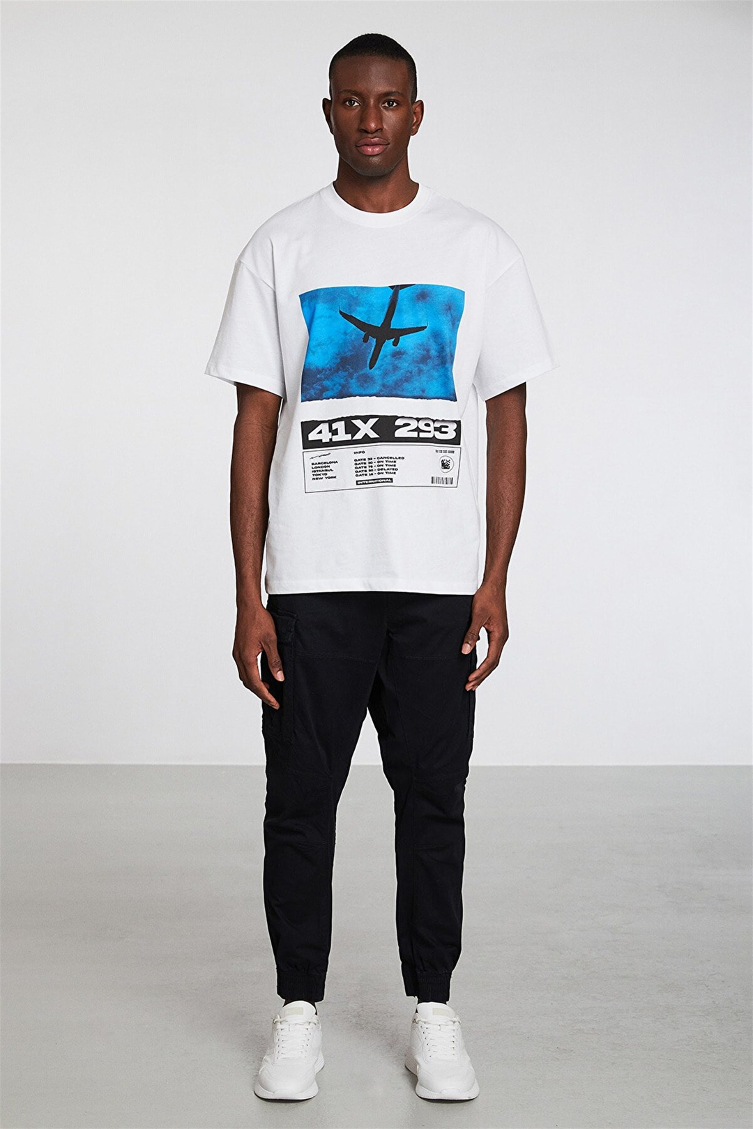 BRYANT Erkek Mavi Baskılı Yuvarlak Yaka Oversize T-Shirt
