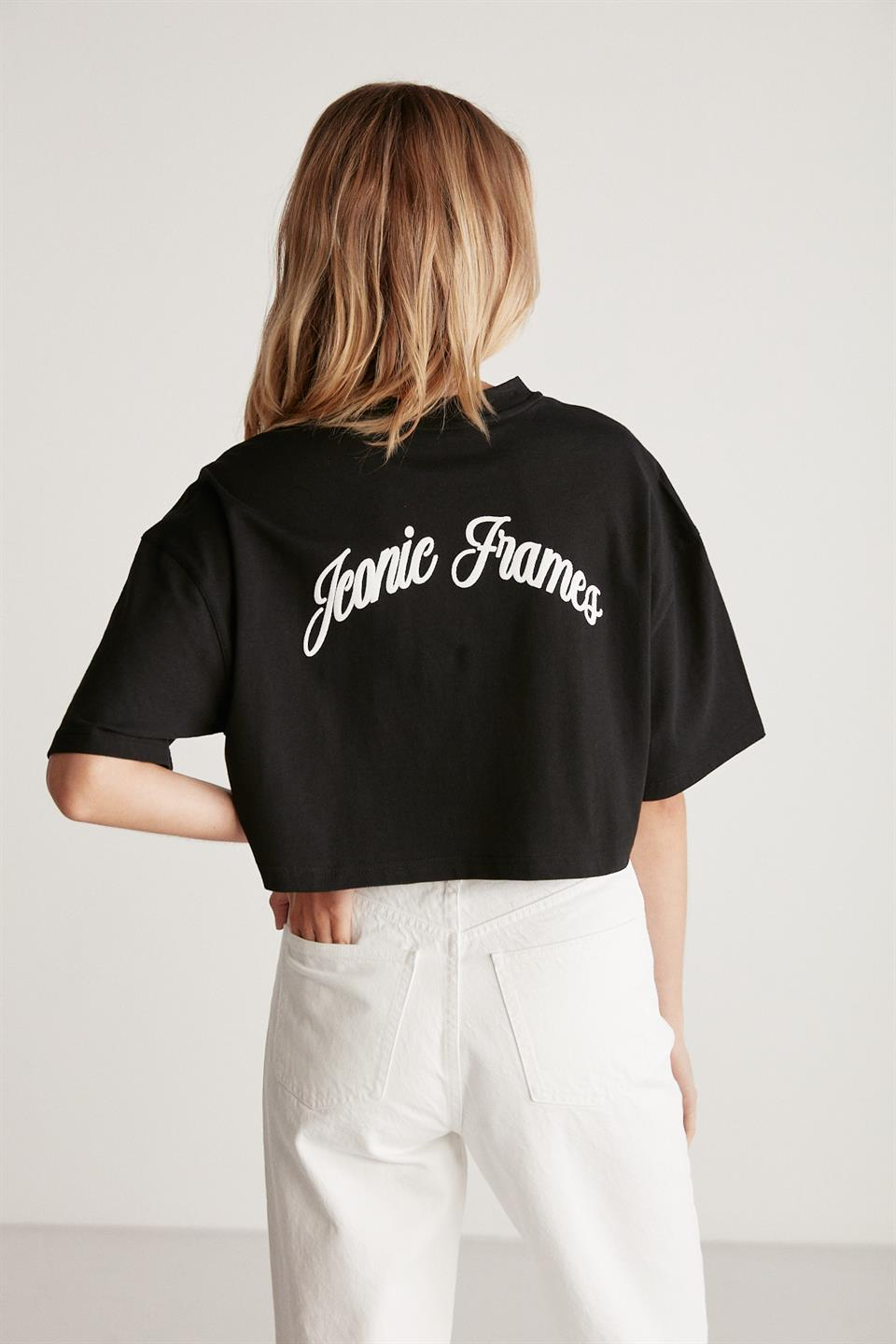 CARISSA Örme Oversize Siyah Tekli T-Shirt