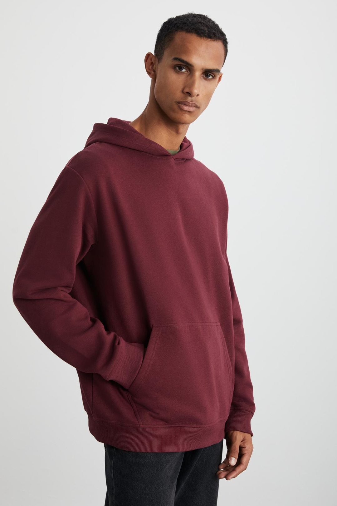 CARTMEL Erkek Örme 3 İplik Relaxed Fit Rahat Kalıp Kanguru Cepli Kapüşonlu Bordo Sweatshirt