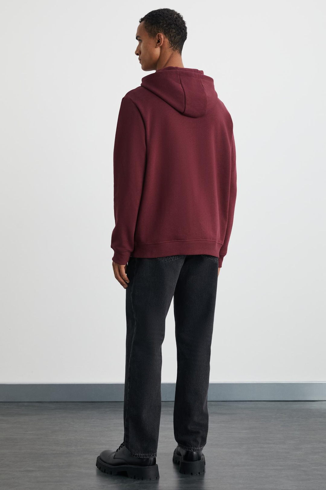 CARTMEL Erkek Örme 3 İplik Relaxed Fit Rahat Kalıp Kanguru Cepli Kapüşonlu Bordo Sweatshirt