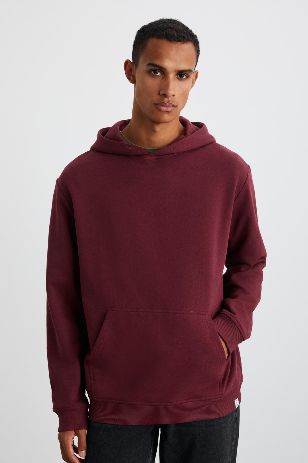 CARTMEL Erkek Örme 3 İplik Relaxed Fit Rahat Kalıp Kanguru Cepli Kapüşonlu Bordo Sweatshirt