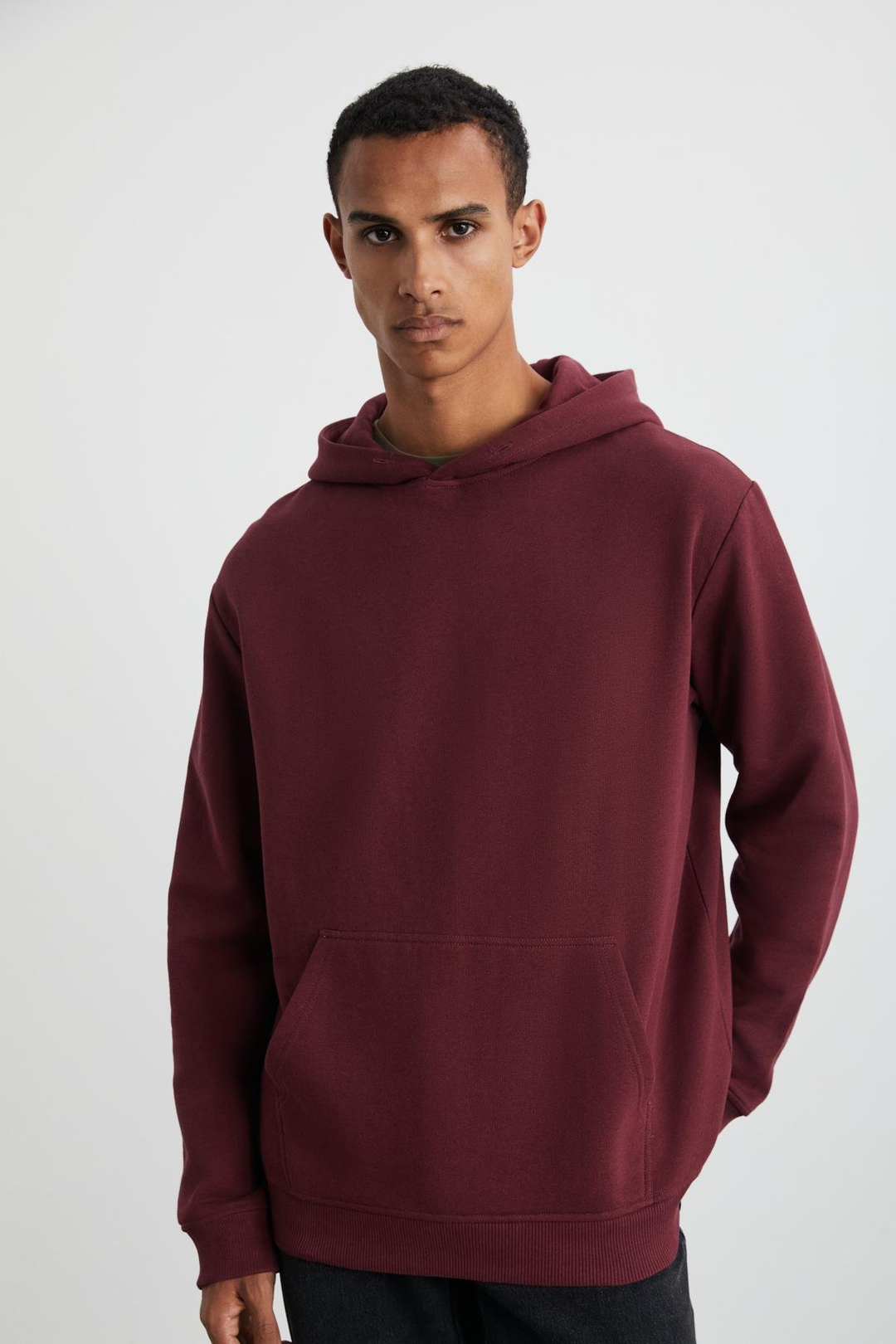 CARTMEL Erkek Örme 3 İplik Relaxed Fit Rahat Kalıp Kanguru Cepli Kapüşonlu Bordo Sweatshirt