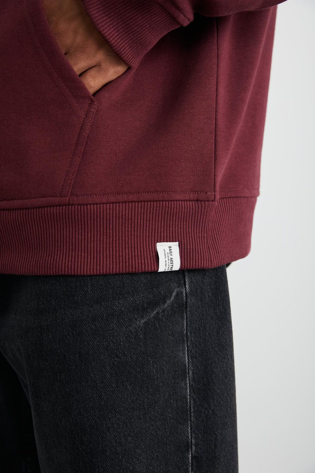CARTMEL Erkek Örme 3 İplik Relaxed Fit Rahat Kalıp Kanguru Cepli Kapüşonlu Bordo Sweatshirt