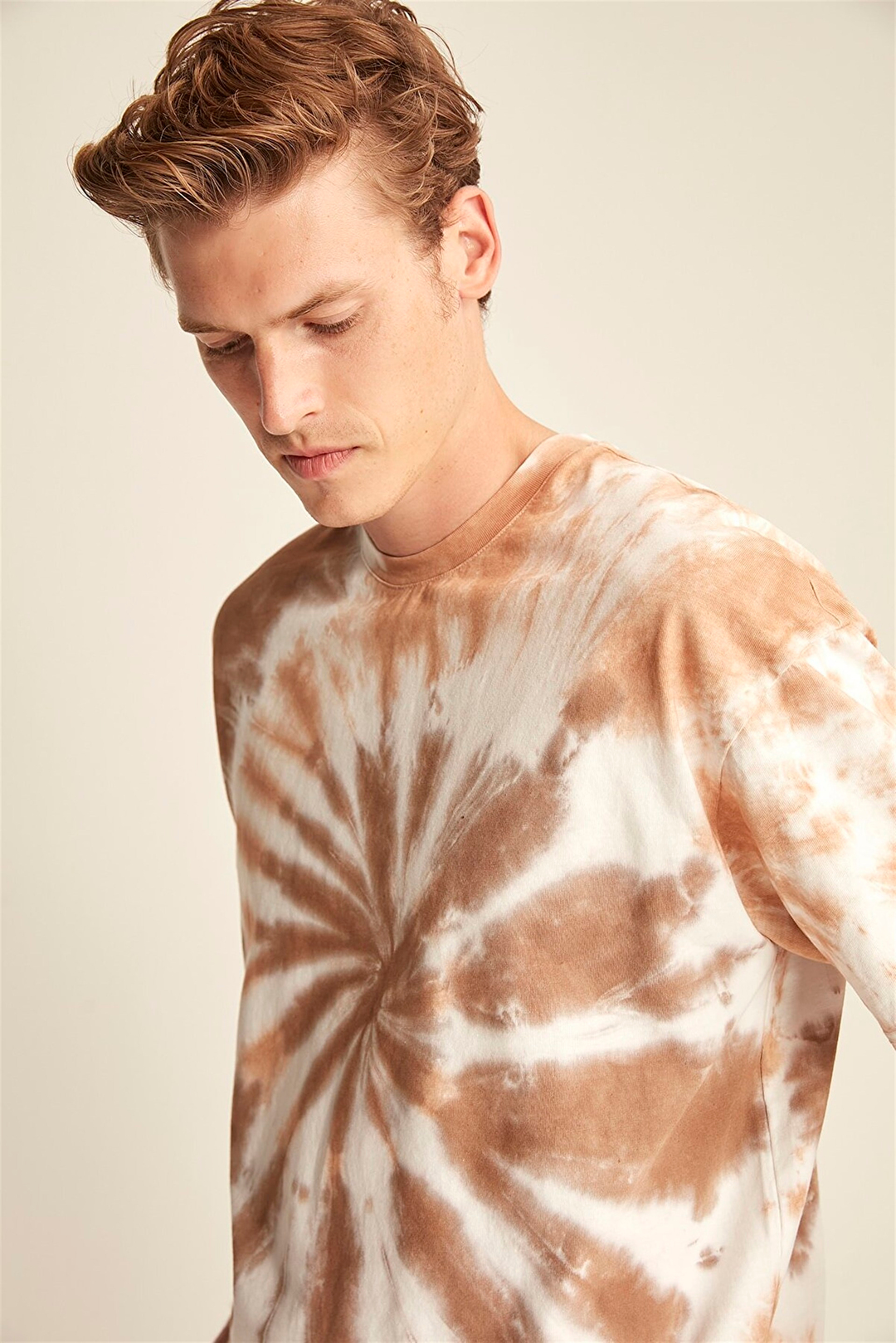CAST Erkek Kahverengi Batik Yuvarlak Yaka Regular Fit T-Shirt