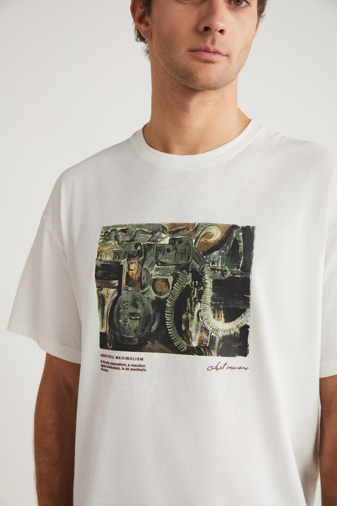 CASTIEL  Relaxed Beyaz Tekli T-Shirt