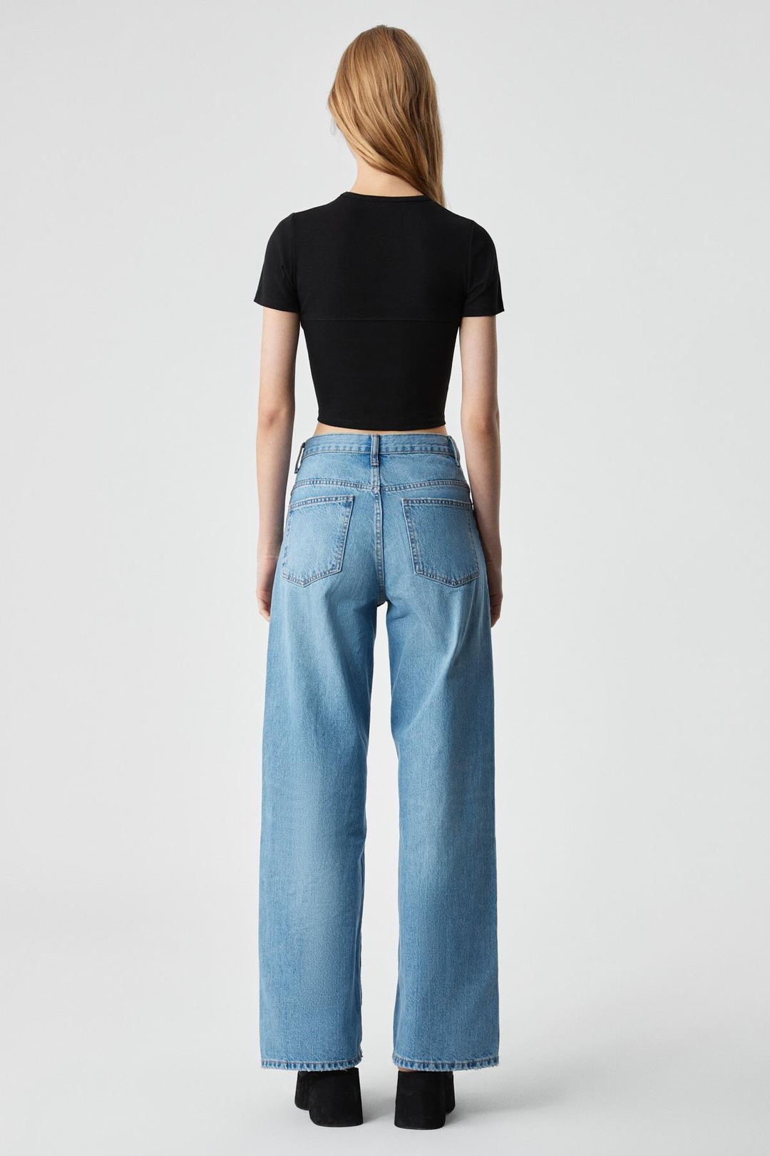 CERAEN Kadın Slim Kısa Kol Bisiklet Yaka Siyah T-Shirt