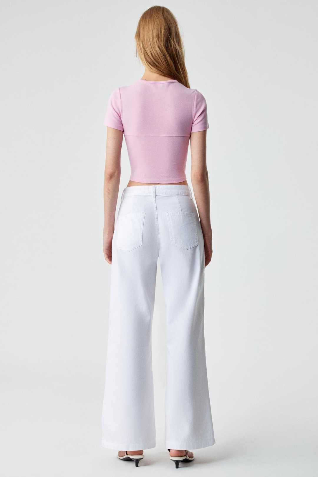 CERAEN Kadın Slim Kısa Kol Bisiklet Yaka Pembe T-Shirt