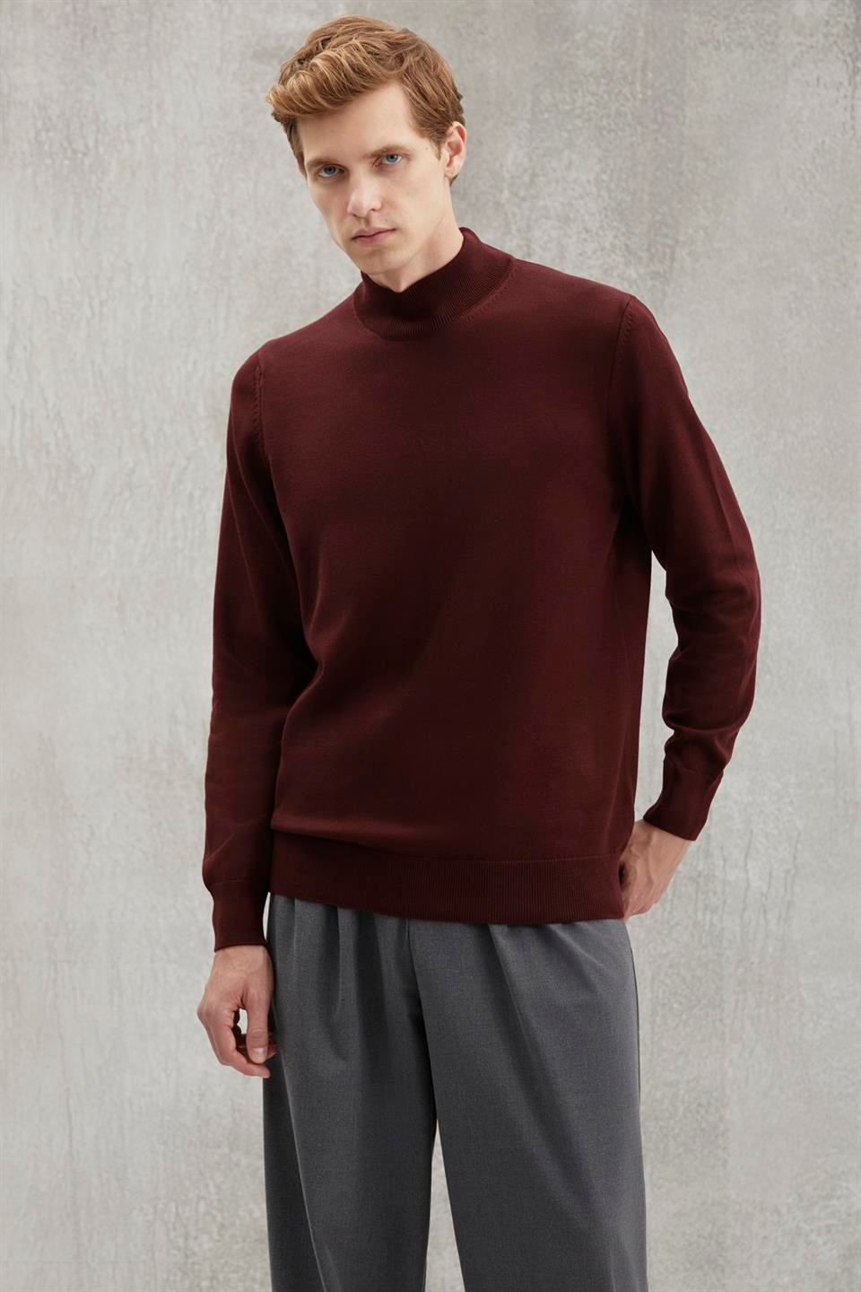 CESARE Basic Regular Bordo Tekli Kazak