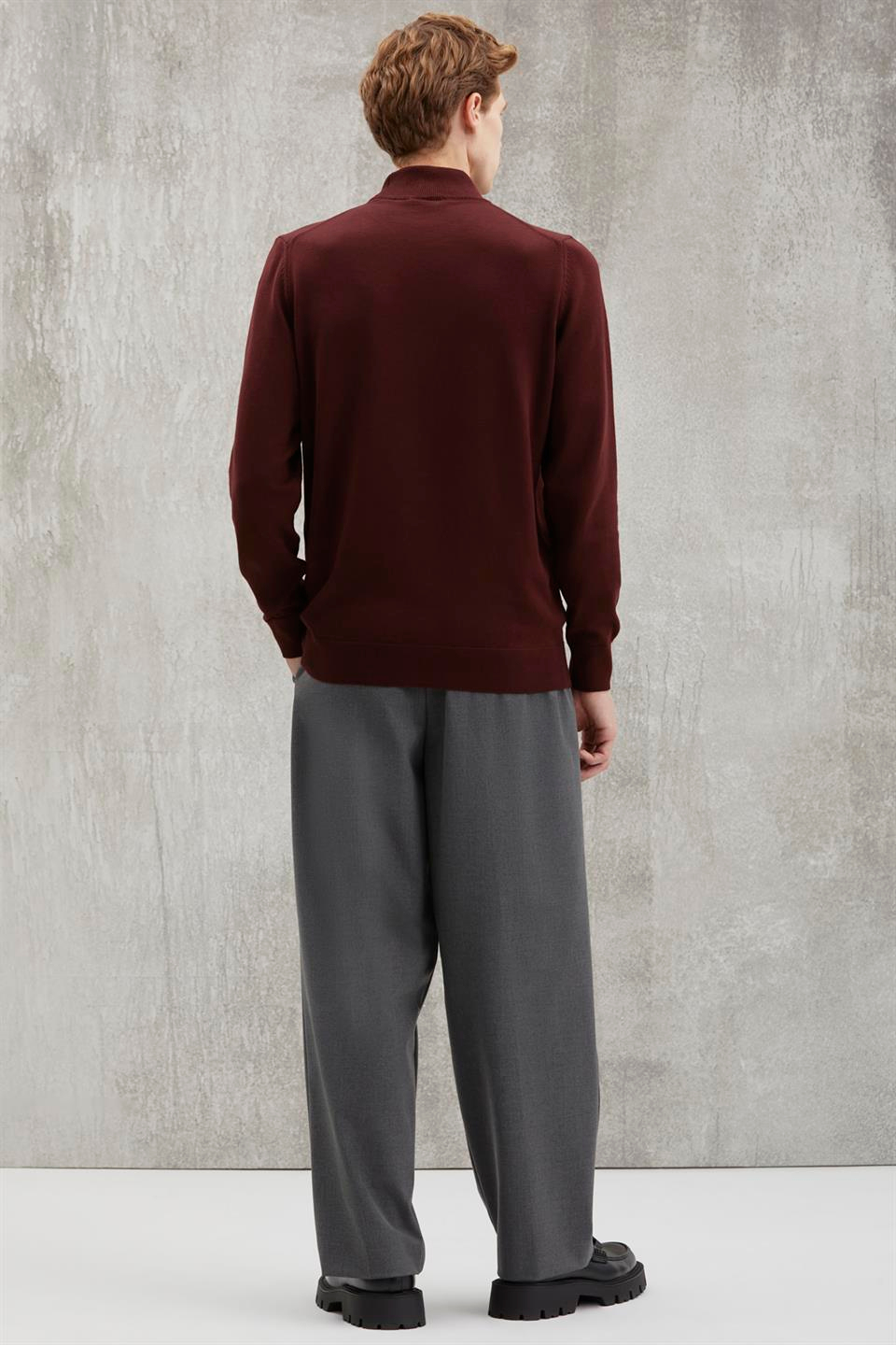 CESARE Basic Regular Bordo Tekli Kazak
