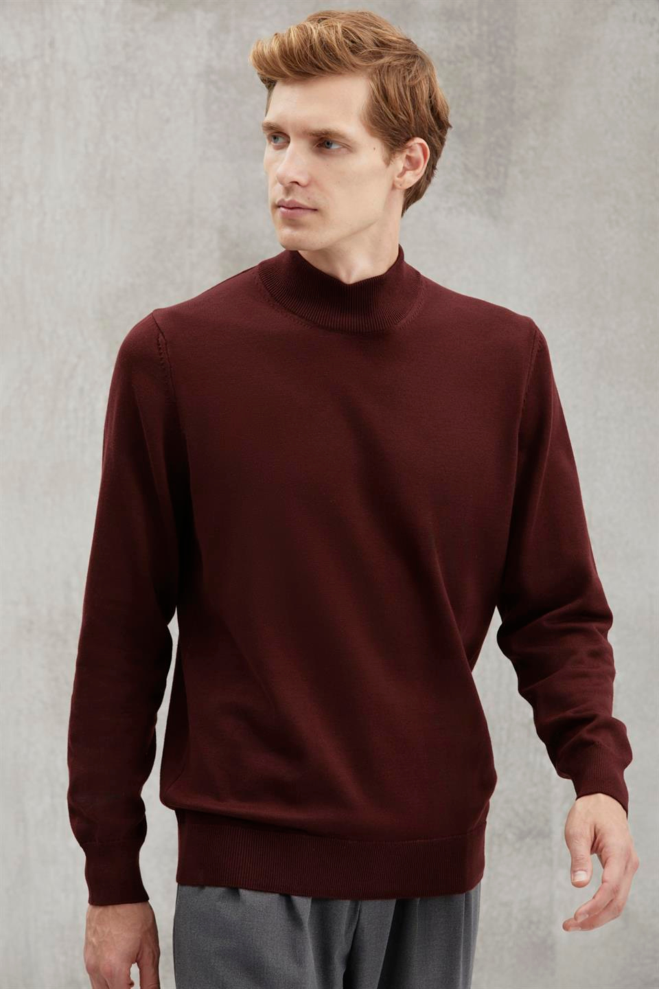 CESARE Basic Regular Bordo Tekli Kazak