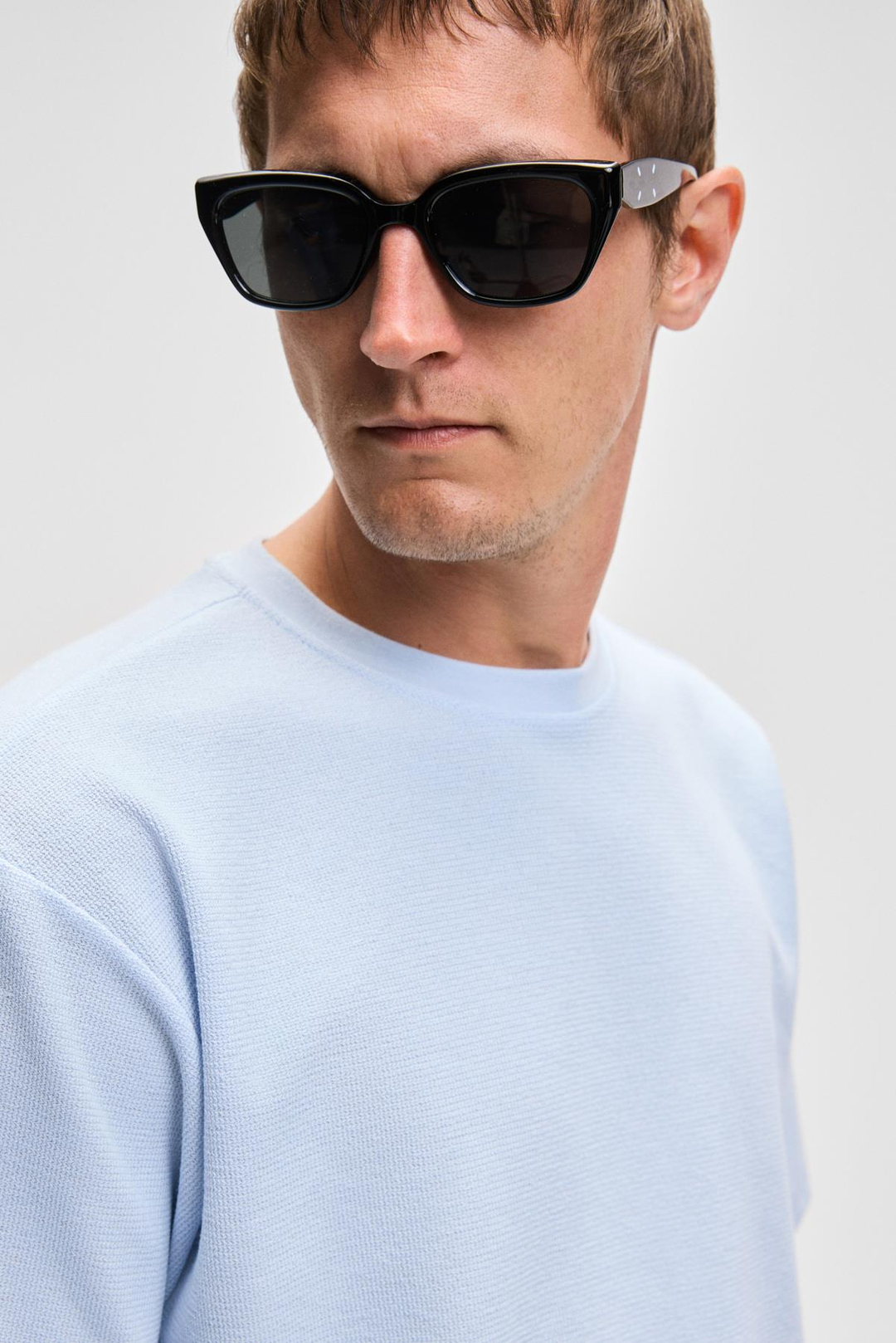 CHIC Erkek Relaxed Fit Dokulu Pamuk Kumaş Mavi T-Shirt
