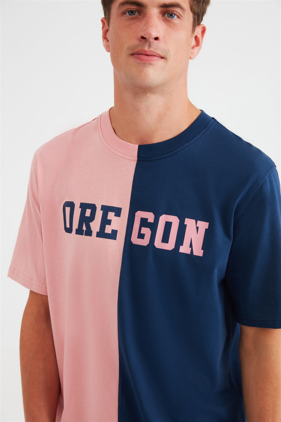 COLLABORATE Pembe Erkek Baskılı Yuvarlak Yaka     Regular Fit T-Shirt