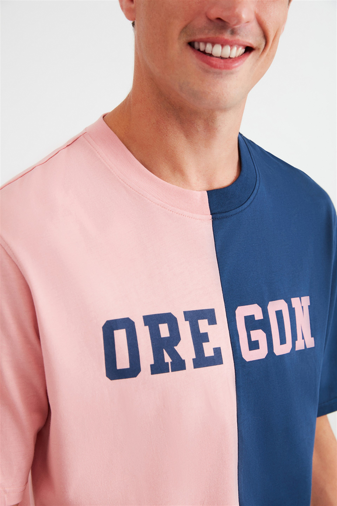 COLLABORATE Pembe Erkek Baskılı Yuvarlak Yaka     Regular Fit T-Shirt