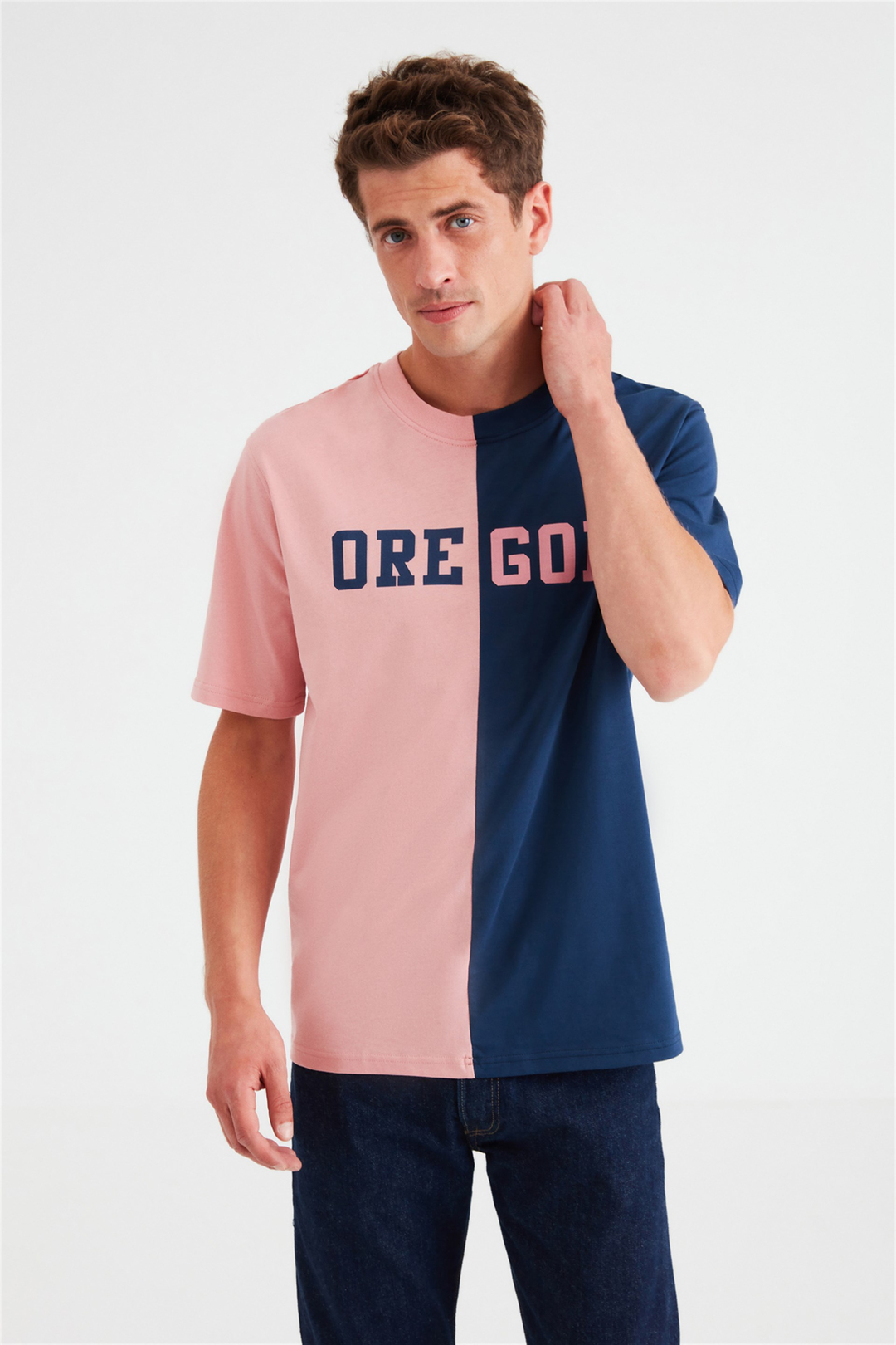 COLLABORATE Pembe Erkek Baskılı Yuvarlak Yaka     Regular Fit T-Shirt