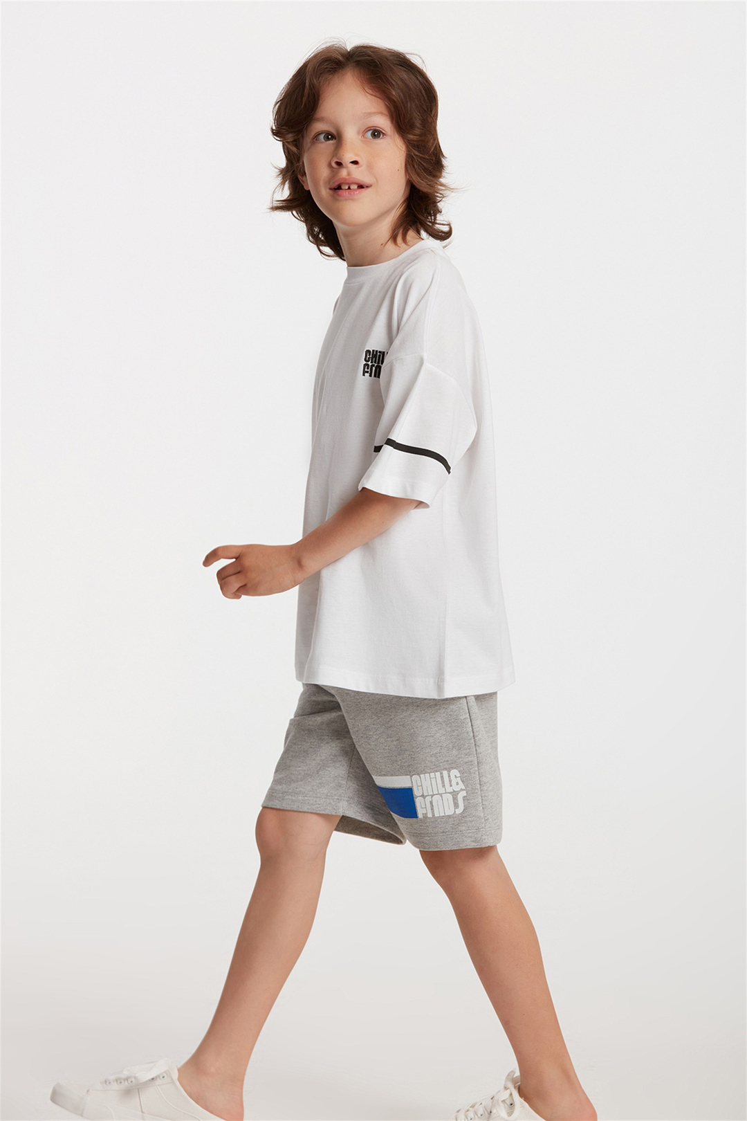 COOL Çocuk Beyaz Baskılı Yuvarlak Yaka Comfort Fit Alt-Üst Takım