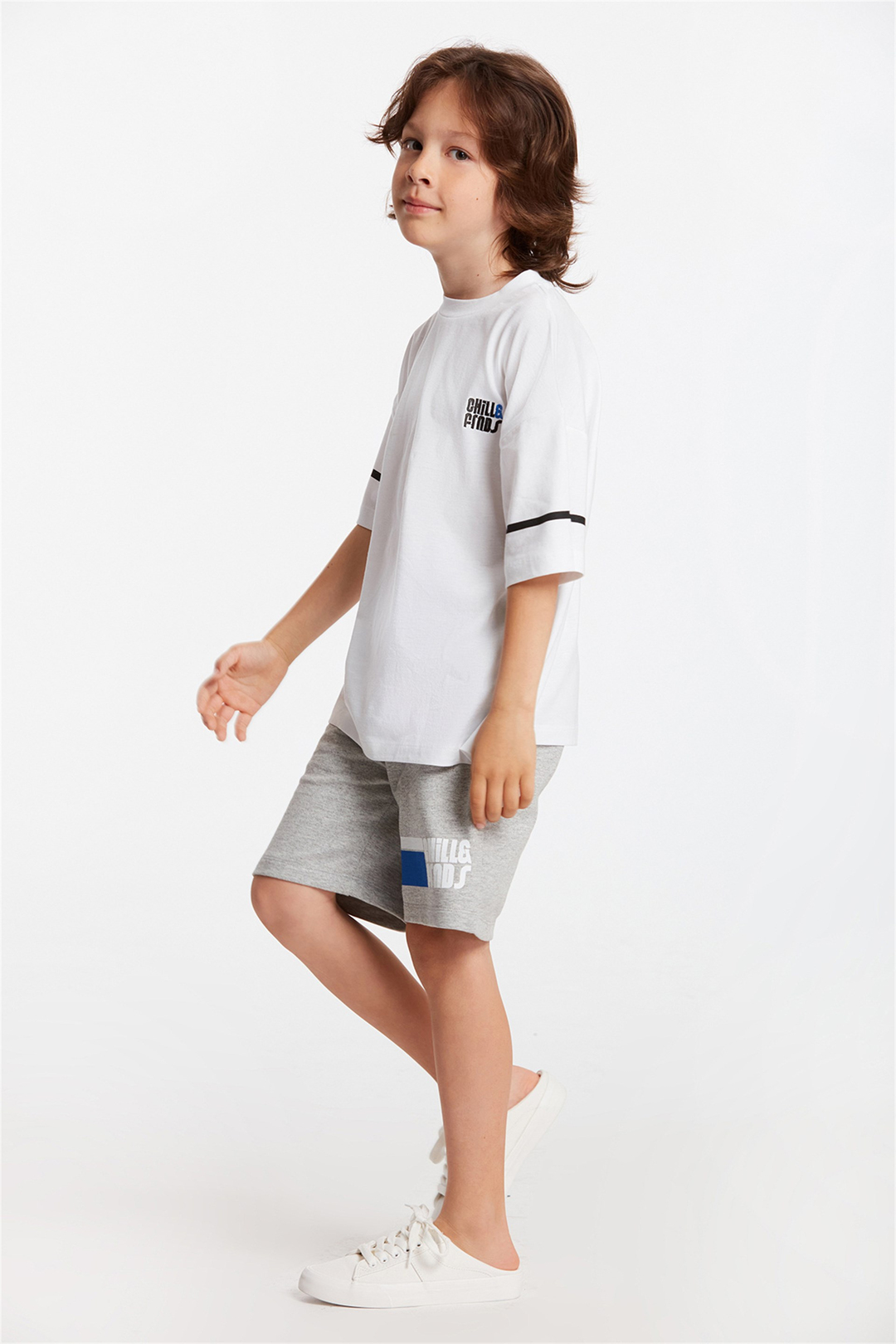 COOL Çocuk Beyaz Baskılı Yuvarlak Yaka Comfort Fit Alt-Üst Takım