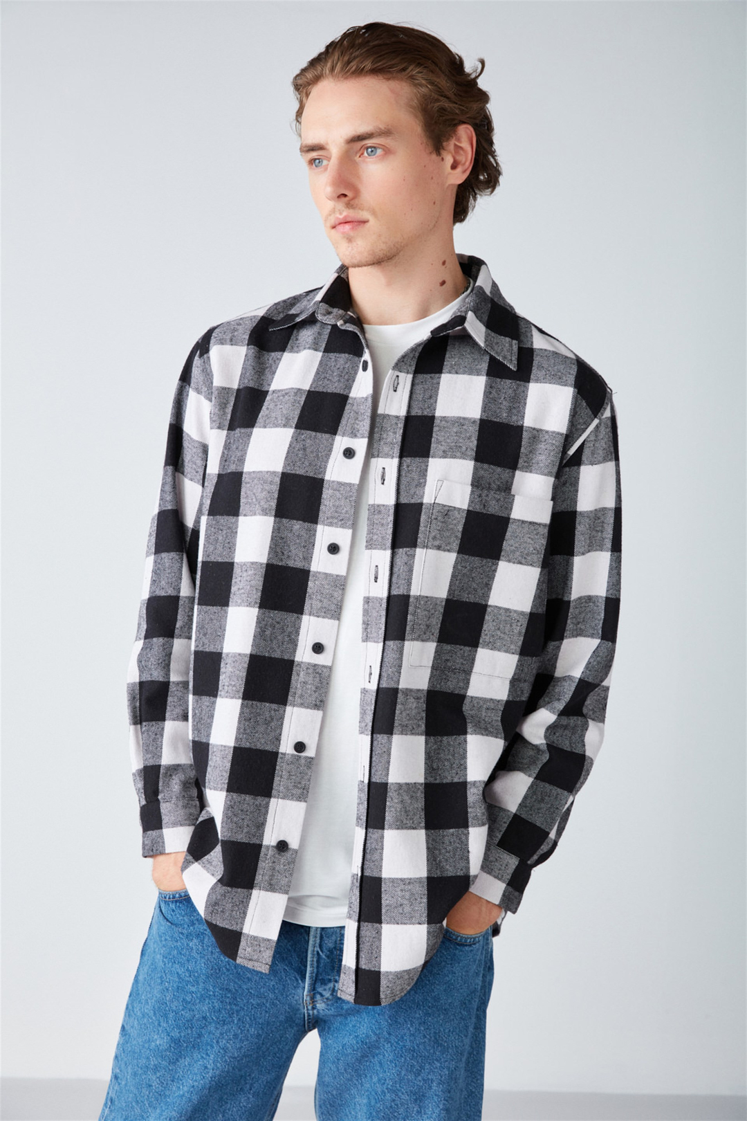 CULLEN Dokuma Oversize Fit Beyaz  Gömlek