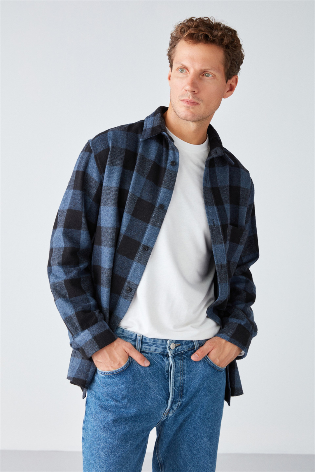 CULLEN Dokuma Oversize Fit Mavi  Gömlek