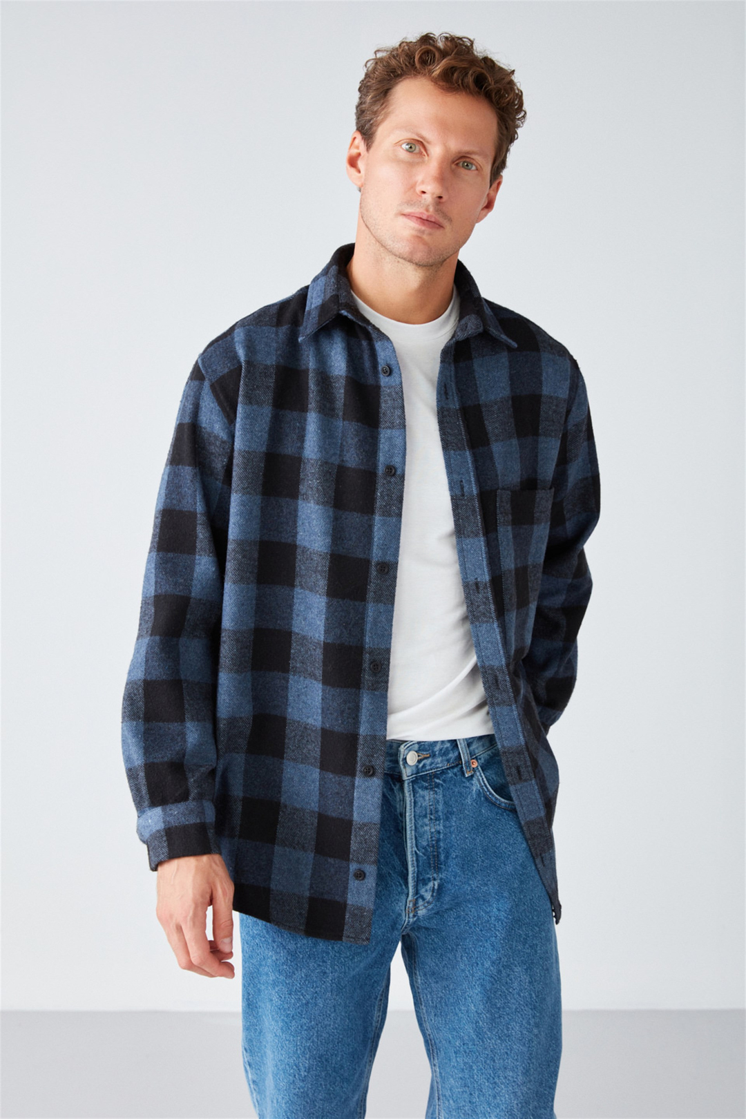 CULLEN Dokuma Oversize Fit Mavi  Gömlek