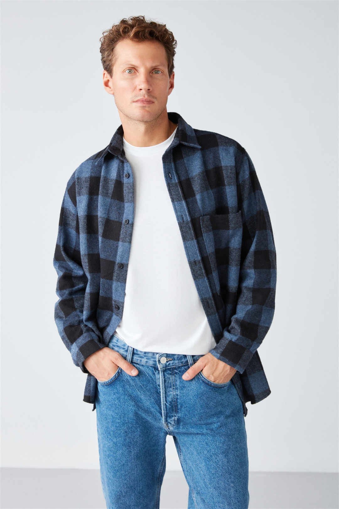 CULLEN Dokuma Oversize Fit Mavi  Gömlek