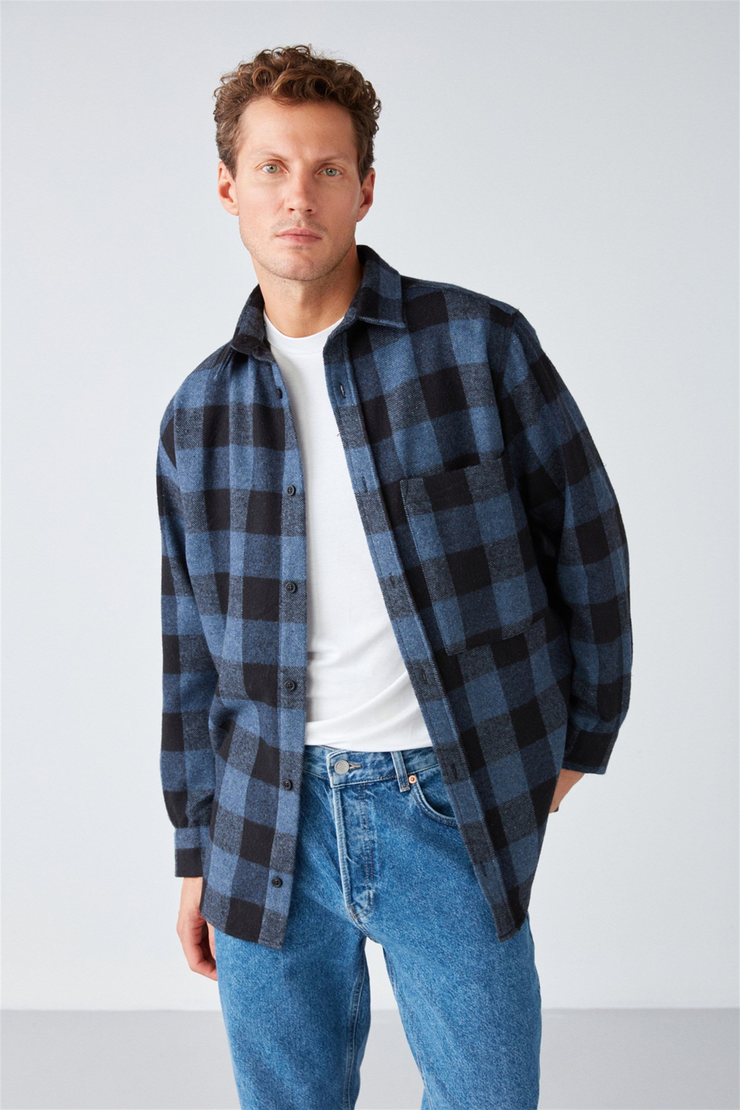 CULLEN Dokuma Oversize Fit Mavi  Gömlek