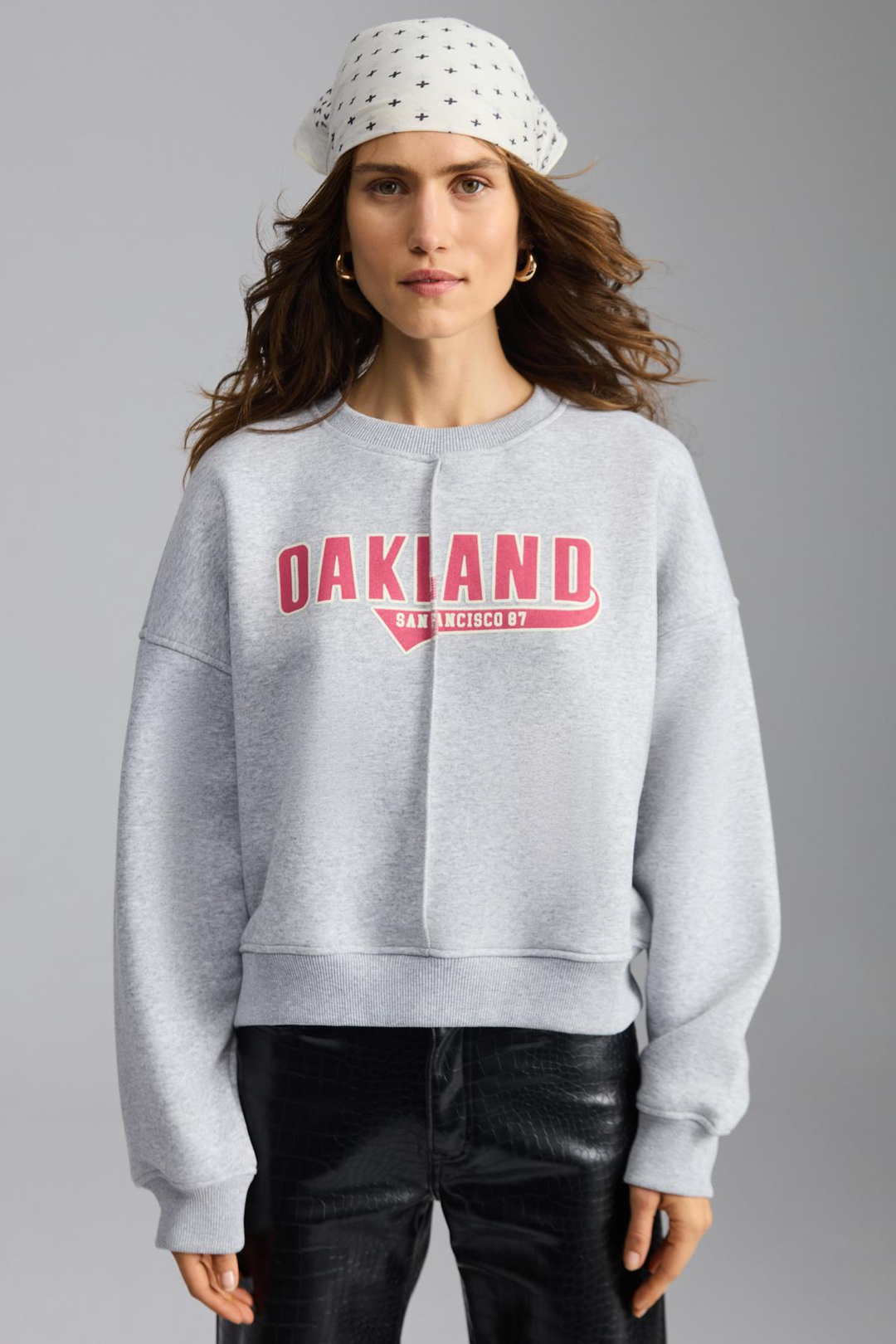 DALESKA Kadın Şehir Temalı Baskı Detaylı Yumuşak Organik Pamuk Şardonlu Regular Grimelanj Sweatshirt