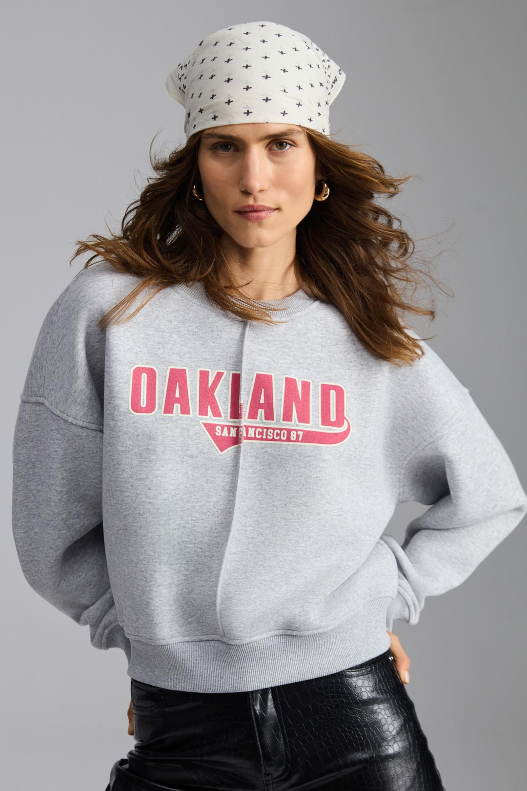 DALESKA Kadın Şehir Temalı Baskı Detaylı Yumuşak Organik Pamuk Şardonlu Regular Grimelanj Sweatshirt