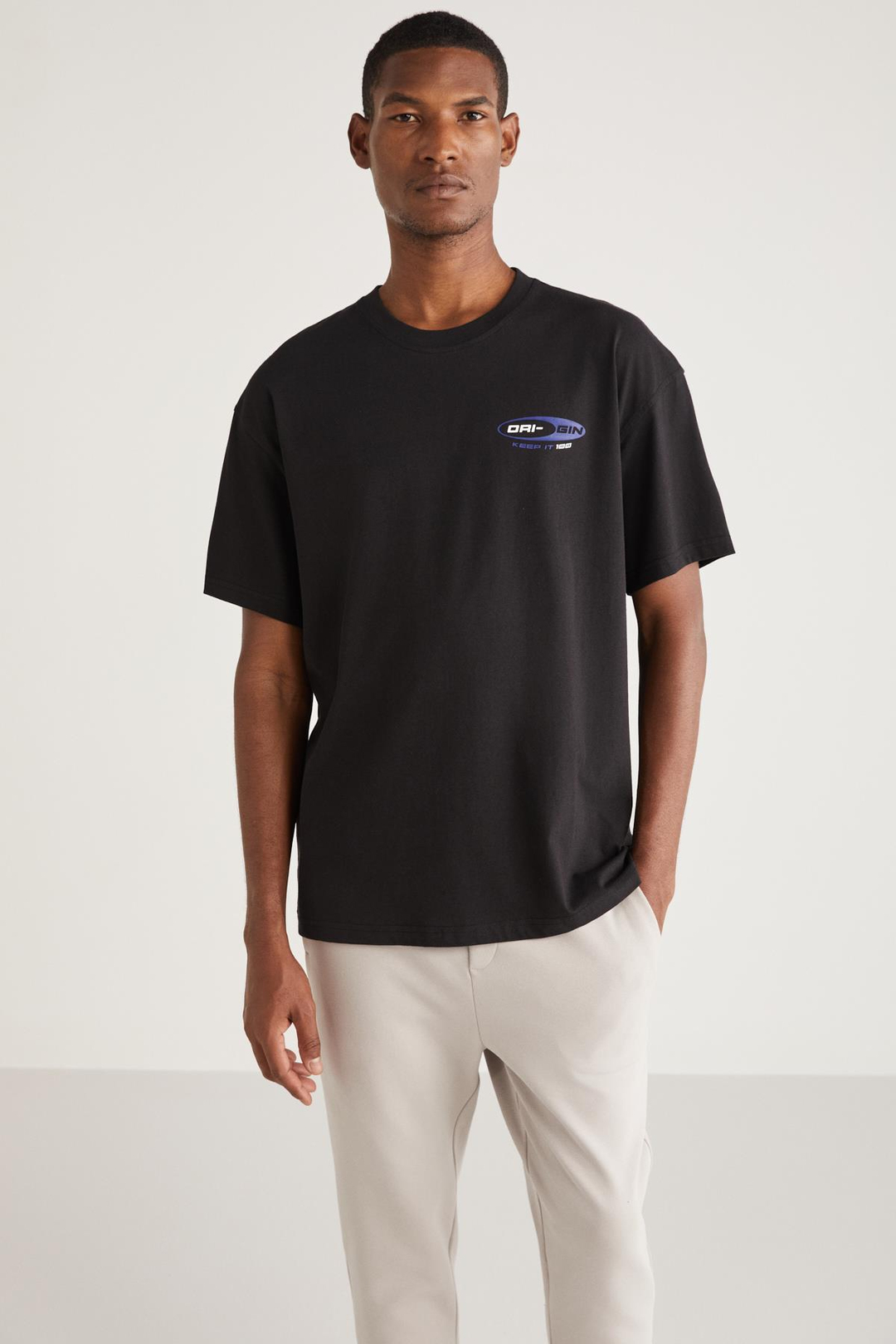 DALTON Basic Oversize Siyah Tekli T-Shirt