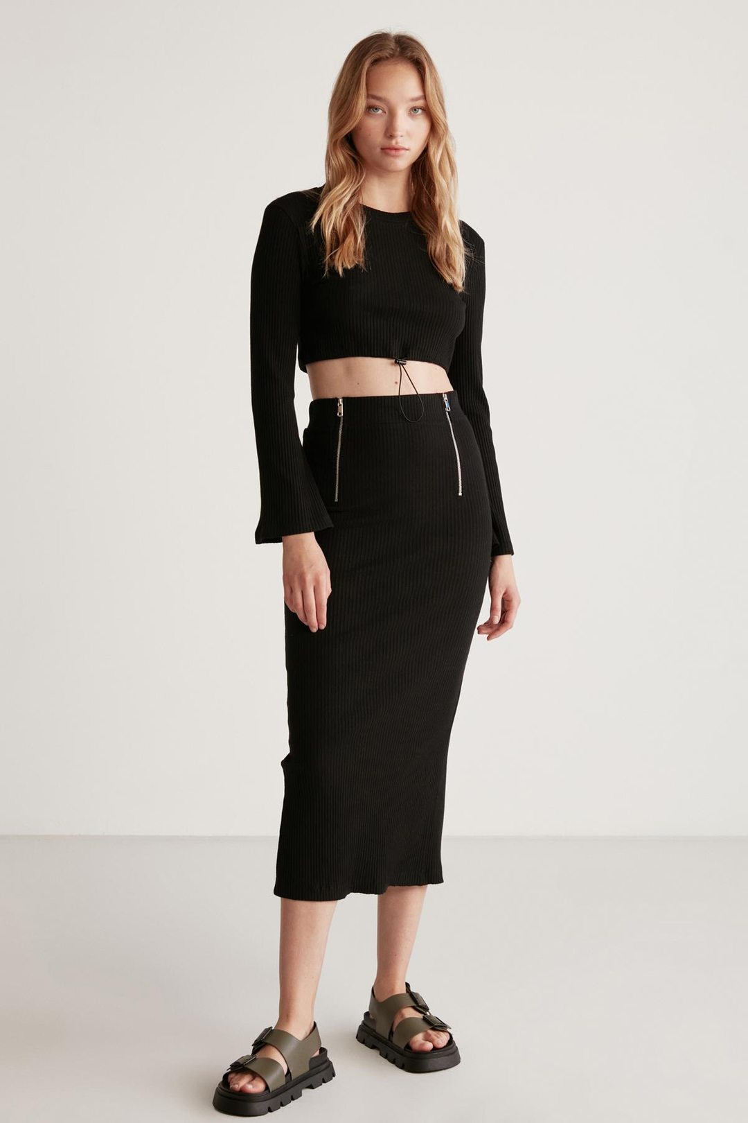 DARLENE Crop Relaxed Siyah  Bluz