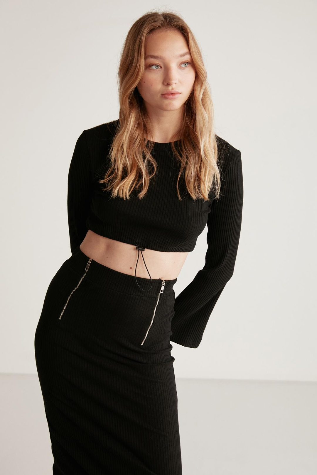 DARLENE Crop Relaxed Siyah  Bluz